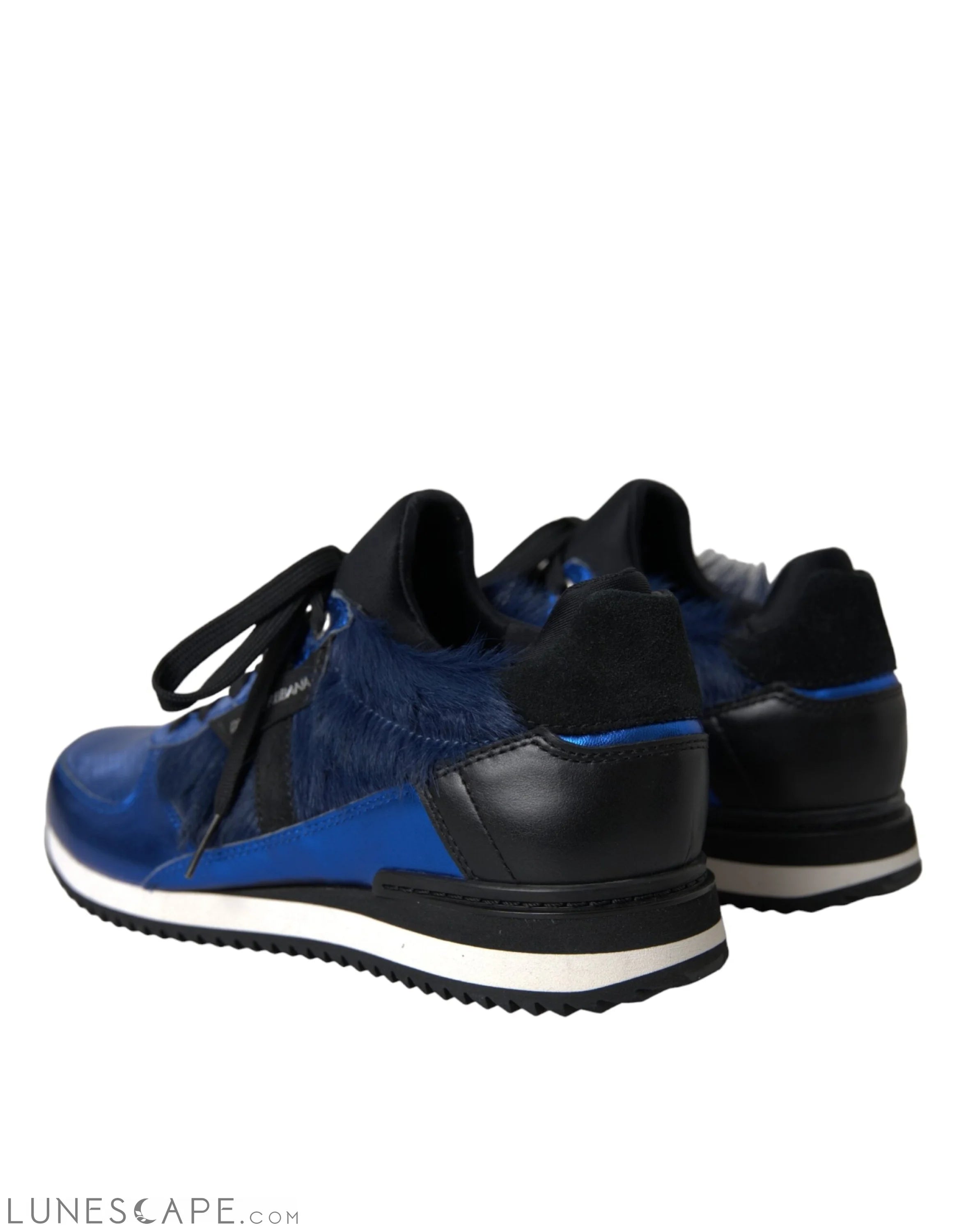 Dolce & Gabbana Blue Black Calf Hair Leather Sneakers Shoes LUNESCAPE