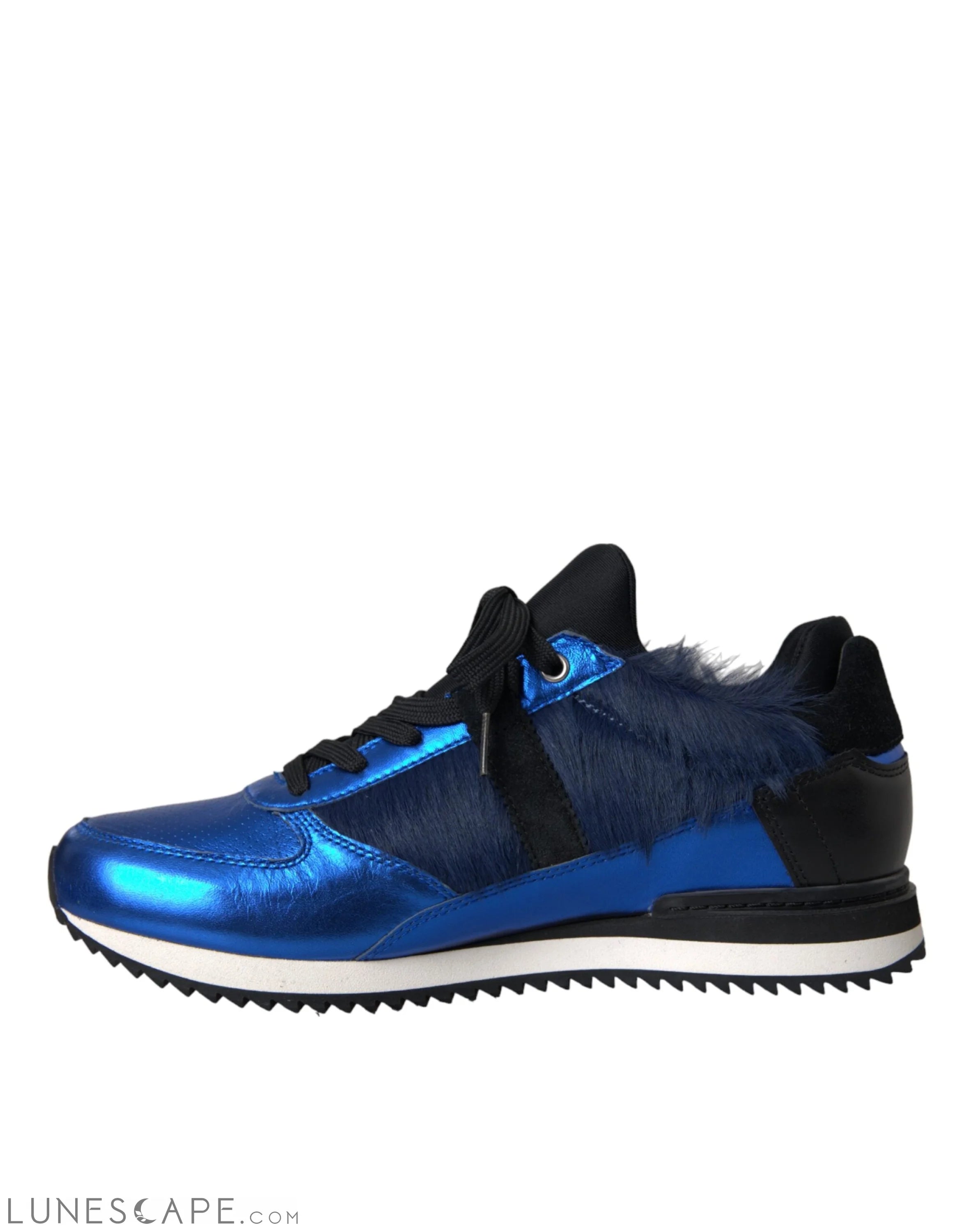 Dolce & Gabbana Blue Black Calf Hair Leather Sneakers Shoes LUNESCAPE