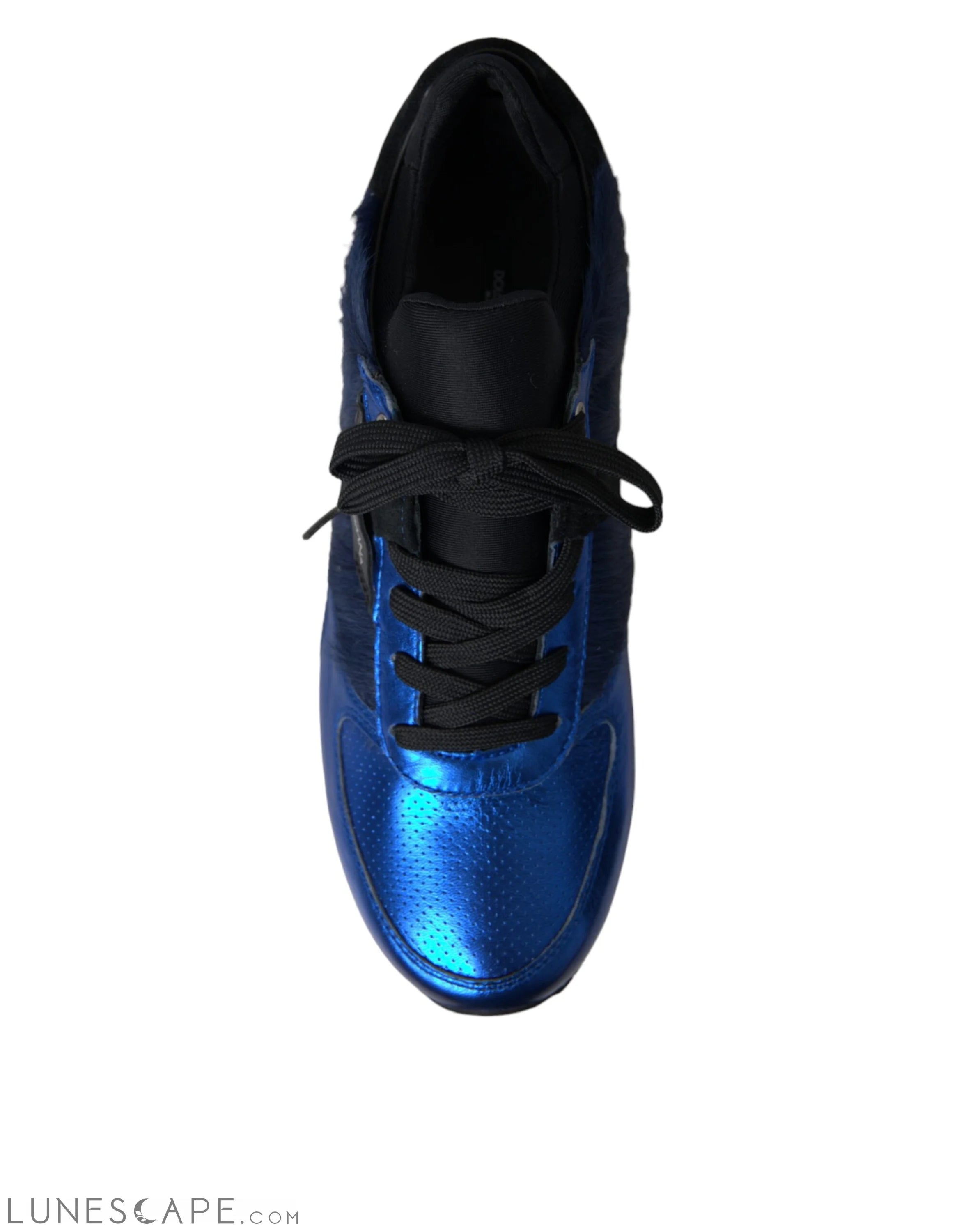 Dolce & Gabbana Blue Black Calf Hair Leather Sneakers Shoes LUNESCAPE