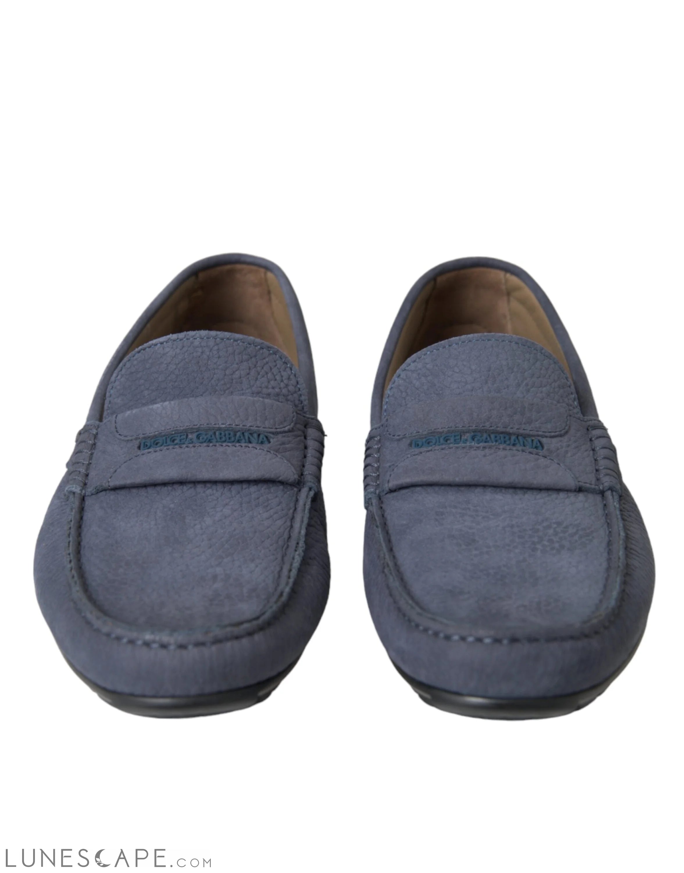 Dolce & Gabbana Blue Calf Leather Slip On Moccasin Shoes LUNESCAPE