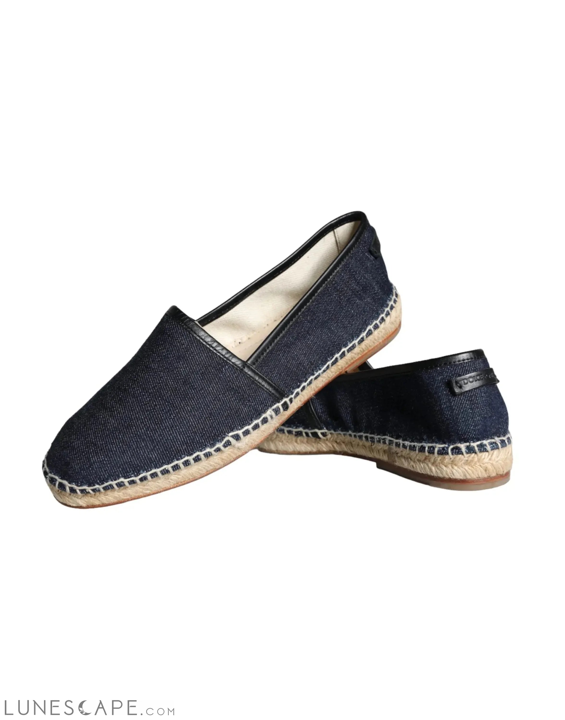 Dolce & Gabbana Blue Denim Cotton Leather Mens Espadrilles Shoes LUNESCAPE