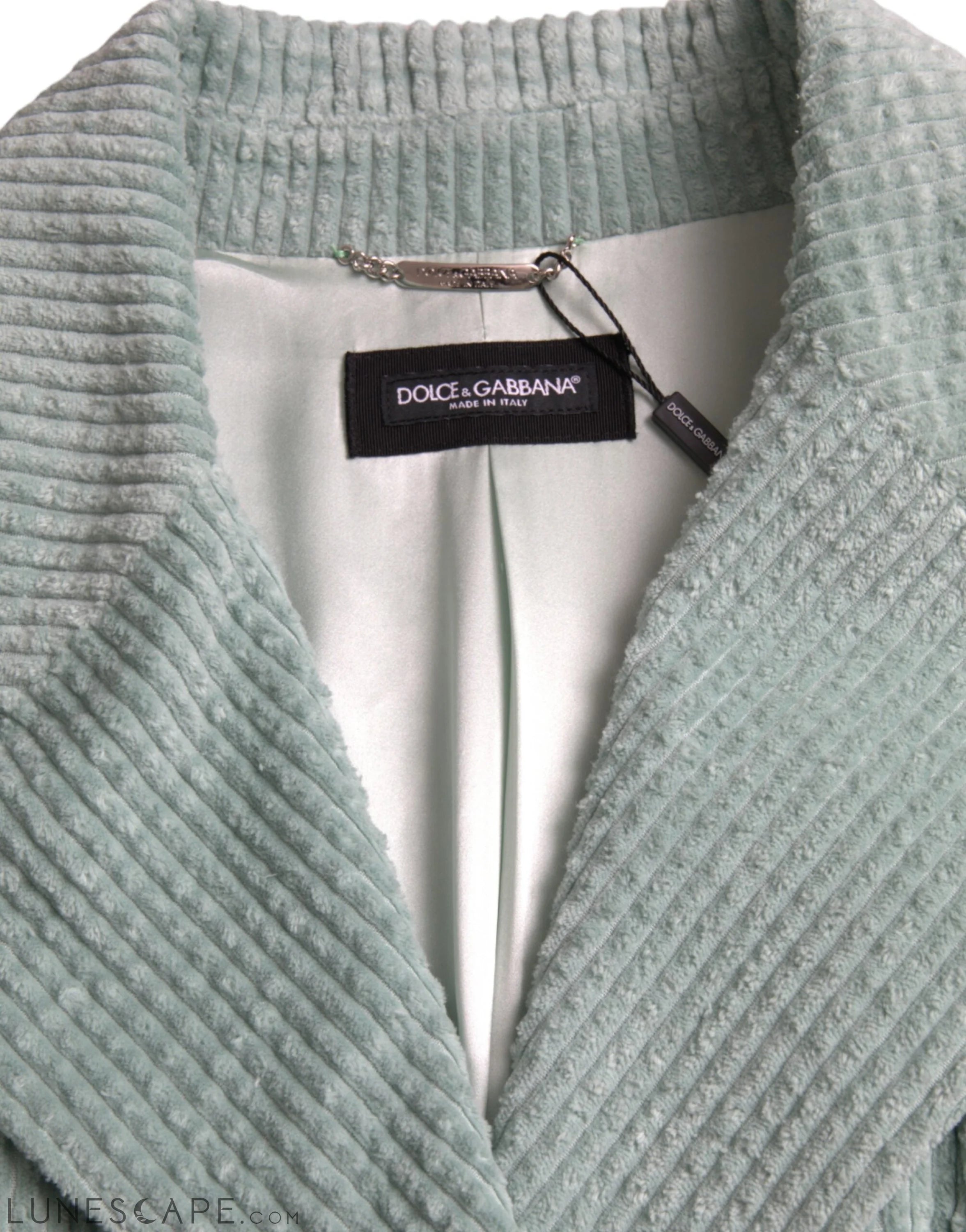 Dolce & Gabbana Blue Double Breasted Corduroy Cotton Jacket LUNESCAPE