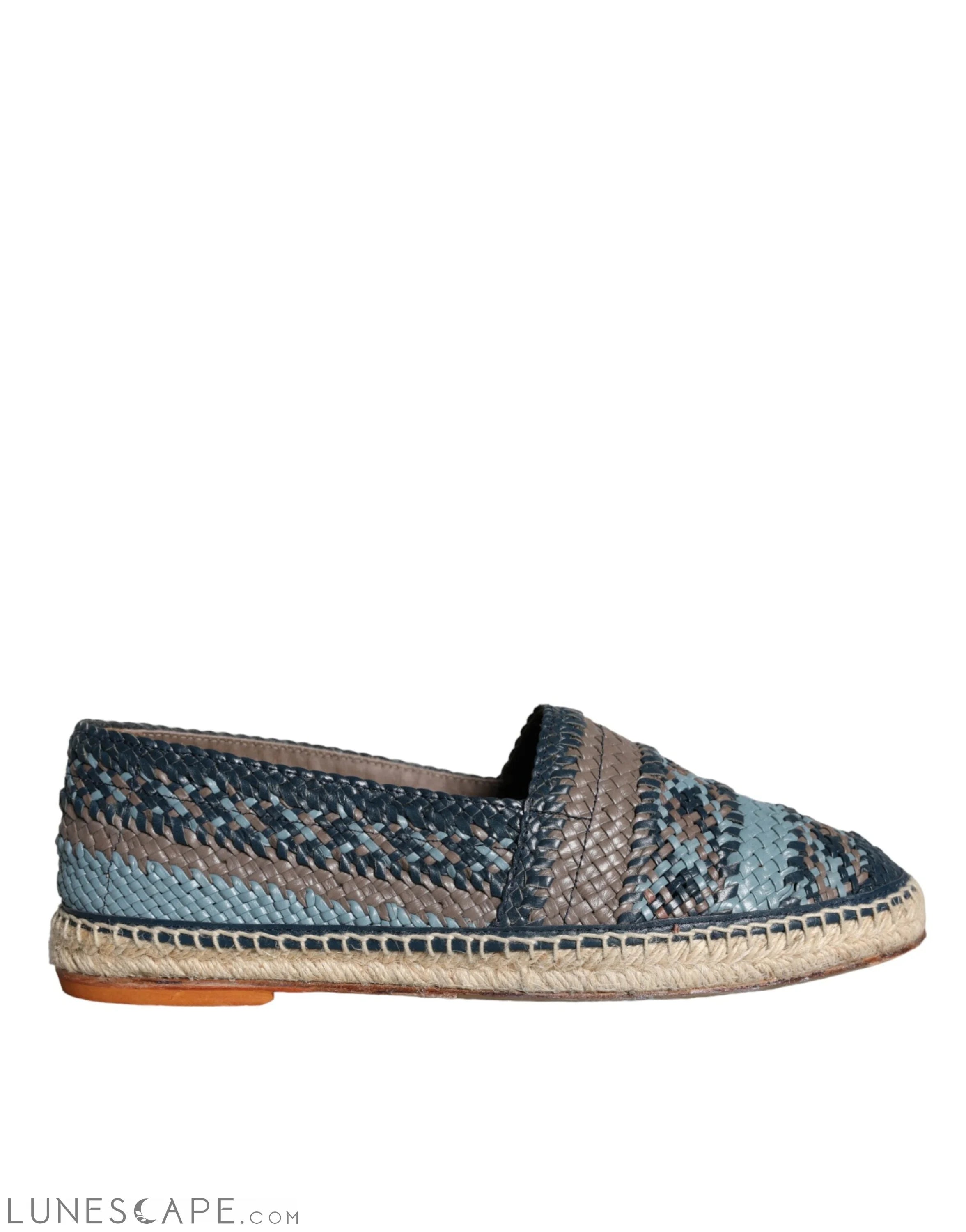 Dolce & Gabbana Blue Gray Woven Leather Buffalo Espadrille Shoes LUNESCAPE
