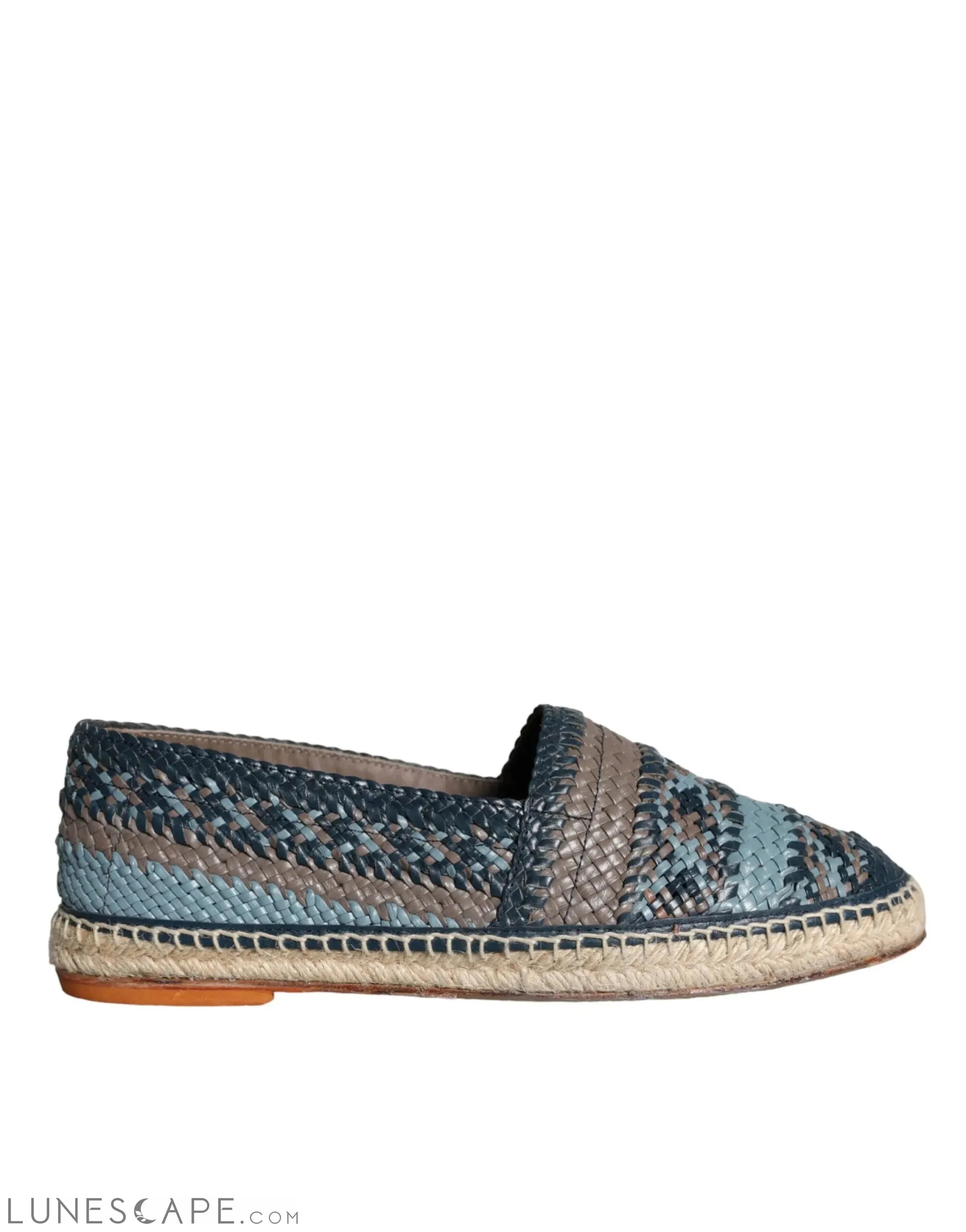 Dolce & Gabbana Blue Gray Woven Leather Buffalo Mens Espadrille Shoes LUNESCAPE