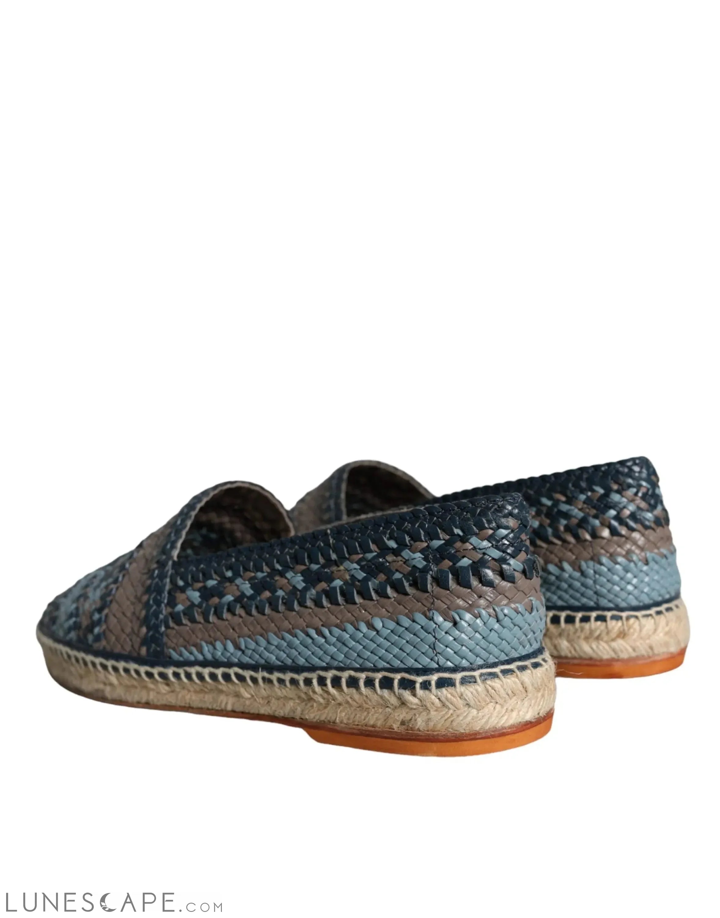 Dolce & Gabbana Blue Gray Woven Leather Buffalo Mens Espadrille Shoes LUNESCAPE