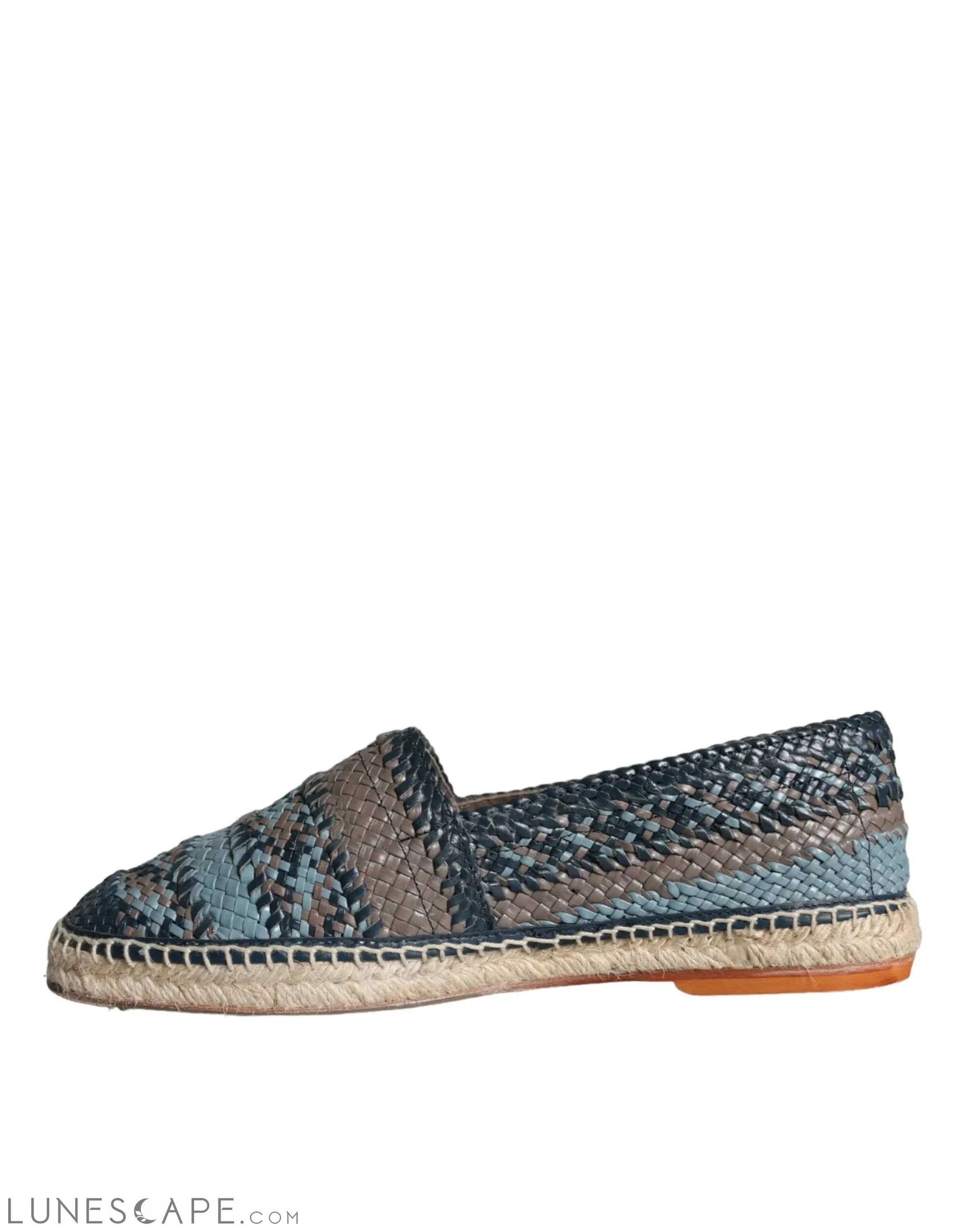 Dolce & Gabbana Blue Gray Woven Leather Buffalo Mens Espadrille Shoes LUNESCAPE