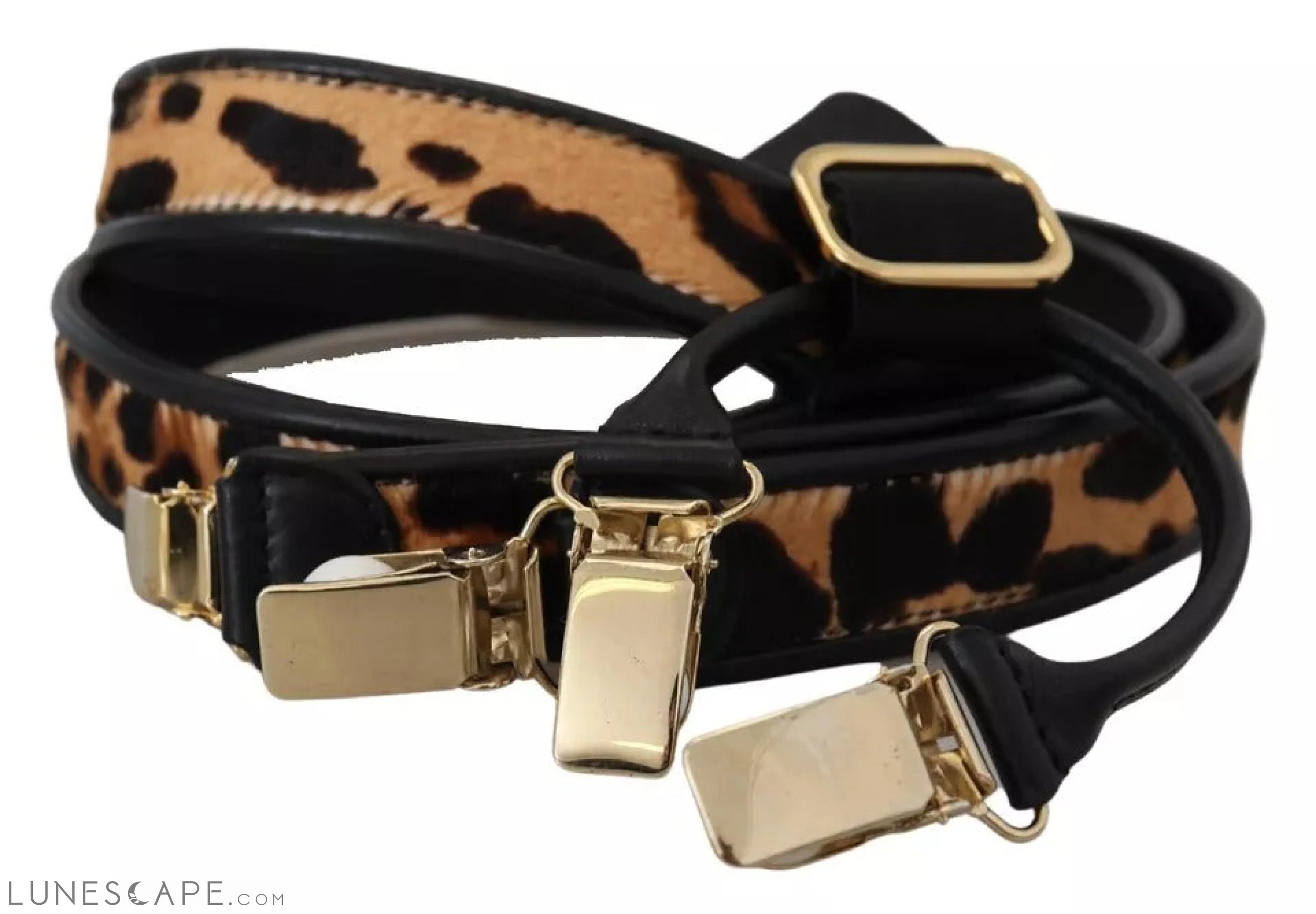Dolce & Gabbana Brown Leopard Gold Clips Women Suspender Belt LUNESCAPE