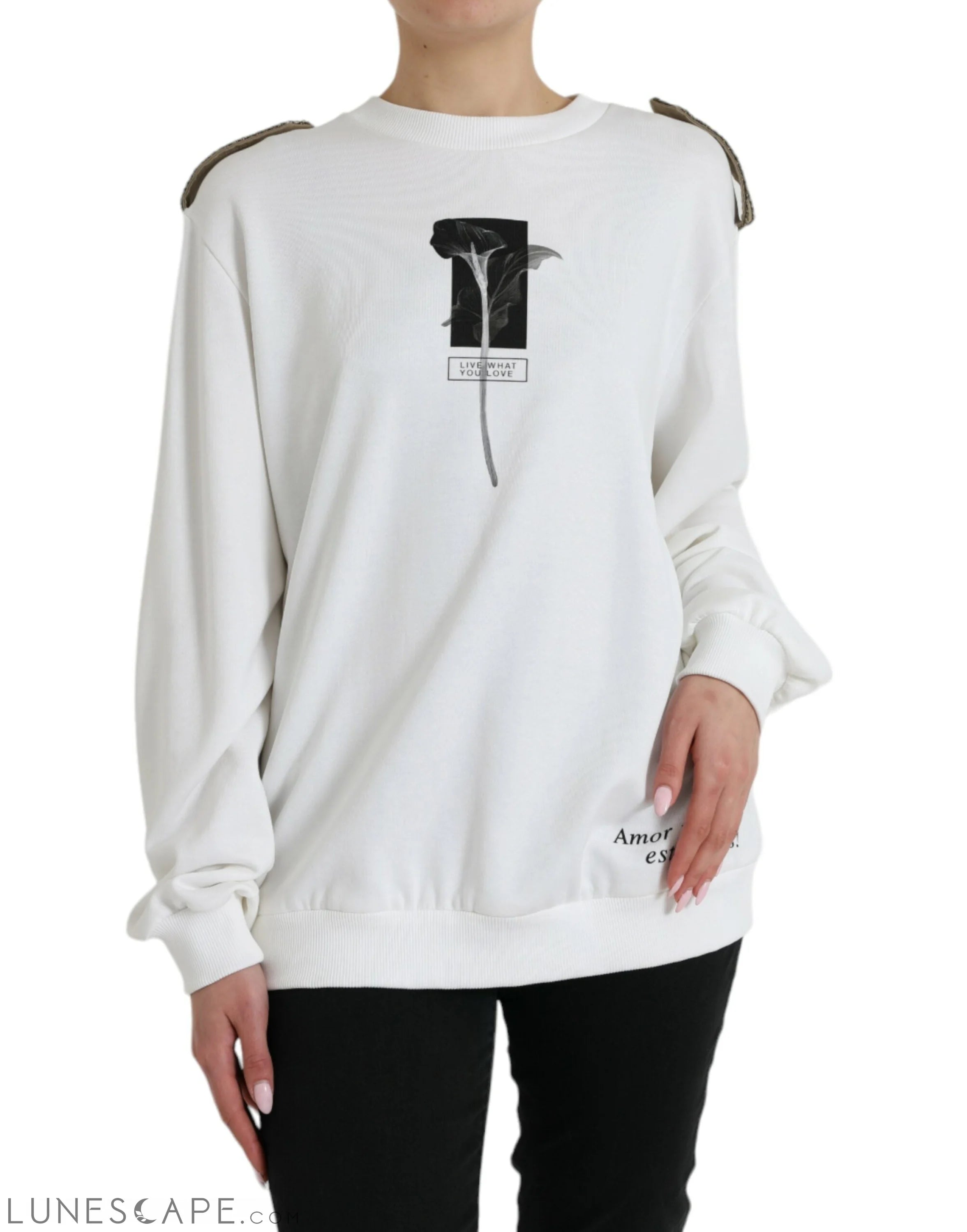Dolce & Gabbana Chic Black and White Crew Neck Women's Sweatshirt LUNESCAPE