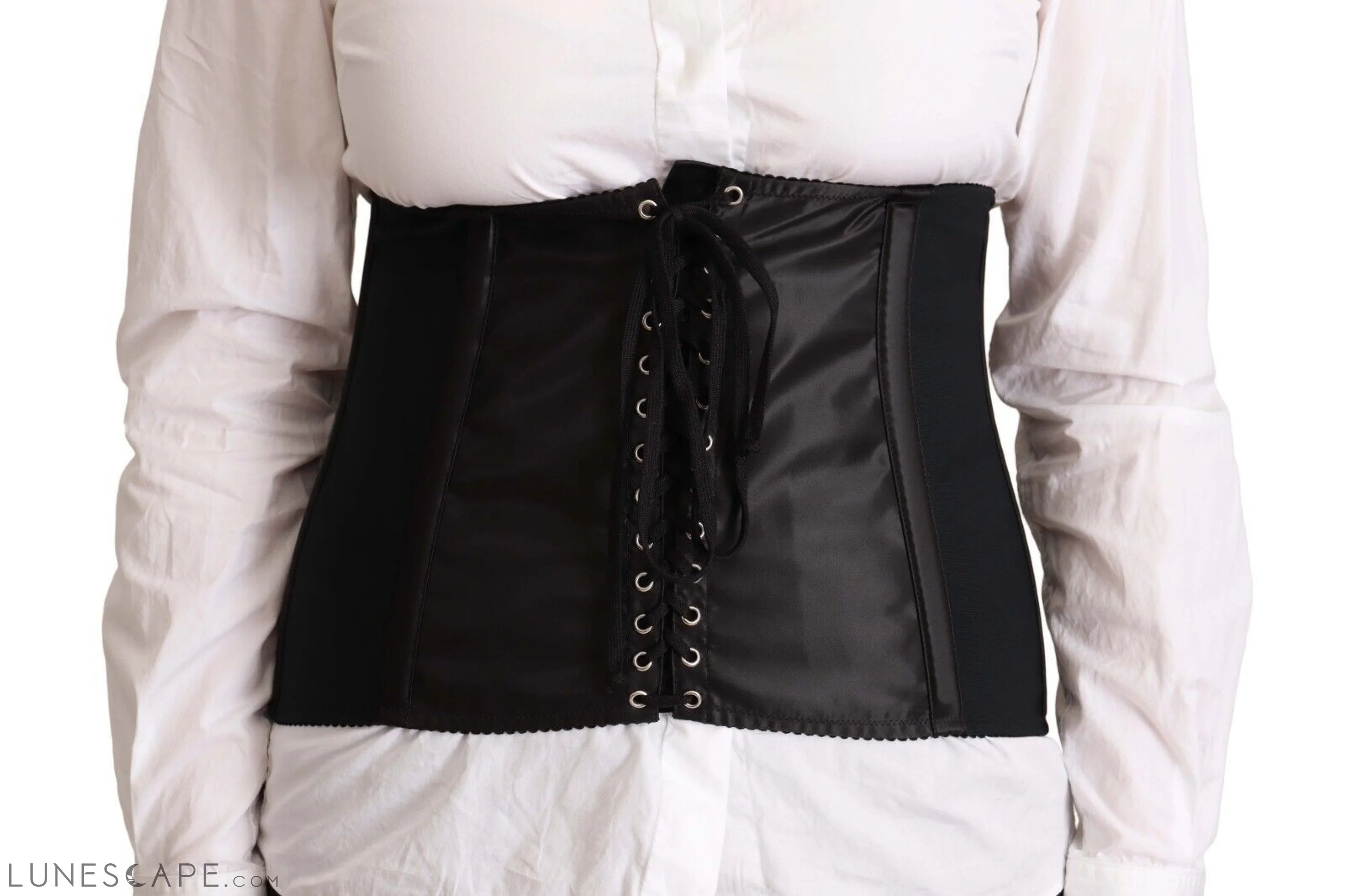 Dolce & Gabbana Chic Black Corset Belt Top LUNESCAPE