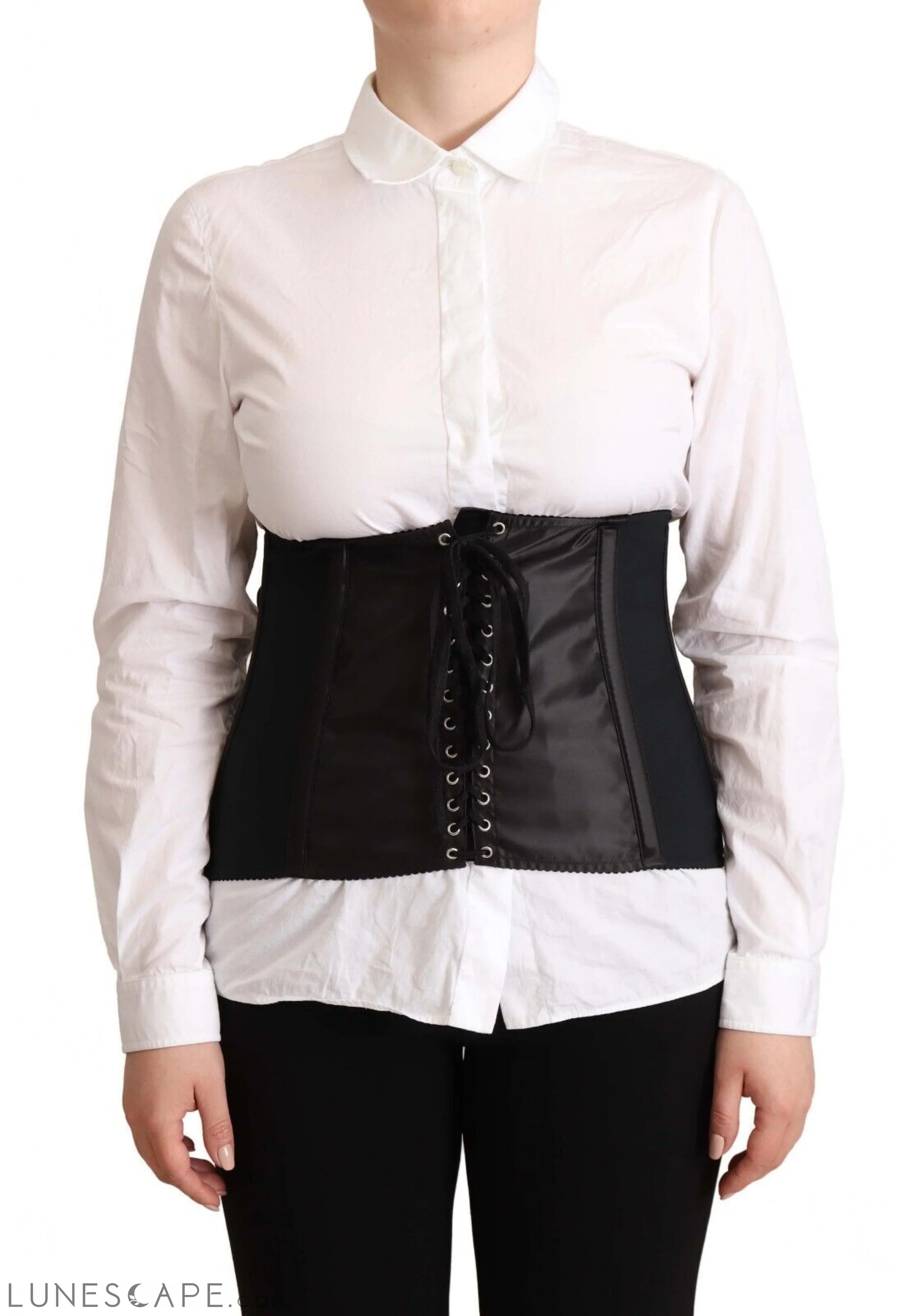 Dolce & Gabbana Chic Black Corset Belt Top LUNESCAPE