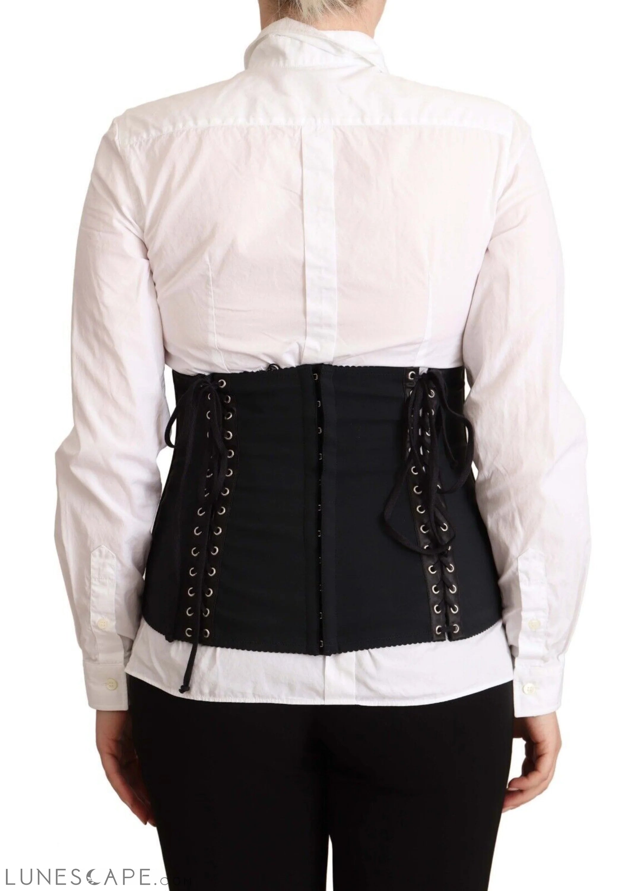 Dolce & Gabbana Chic Black Corset Belt Top LUNESCAPE