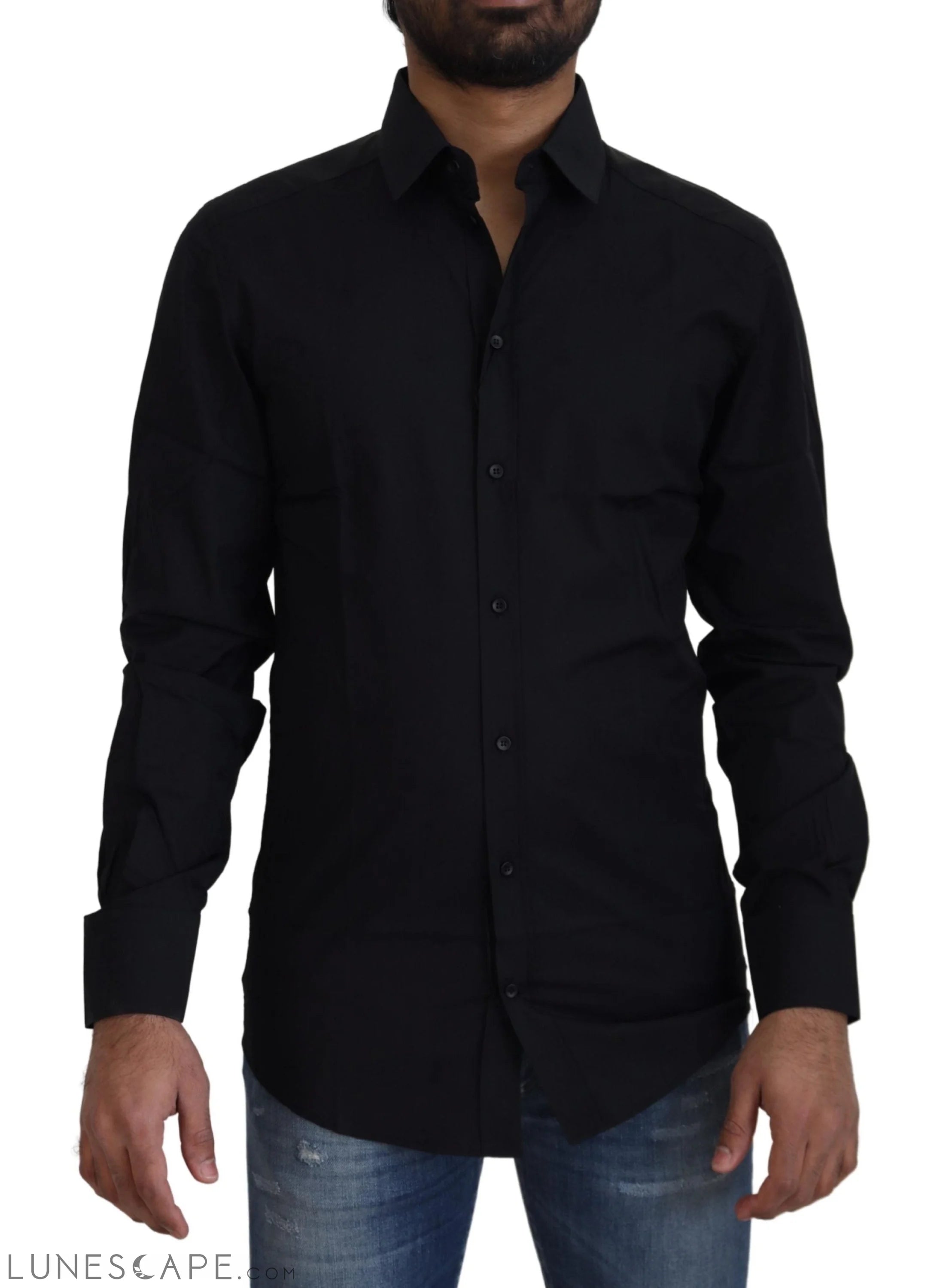 Dolce & Gabbana Chic Black Cotton Dress Shirt LUNESCAPE