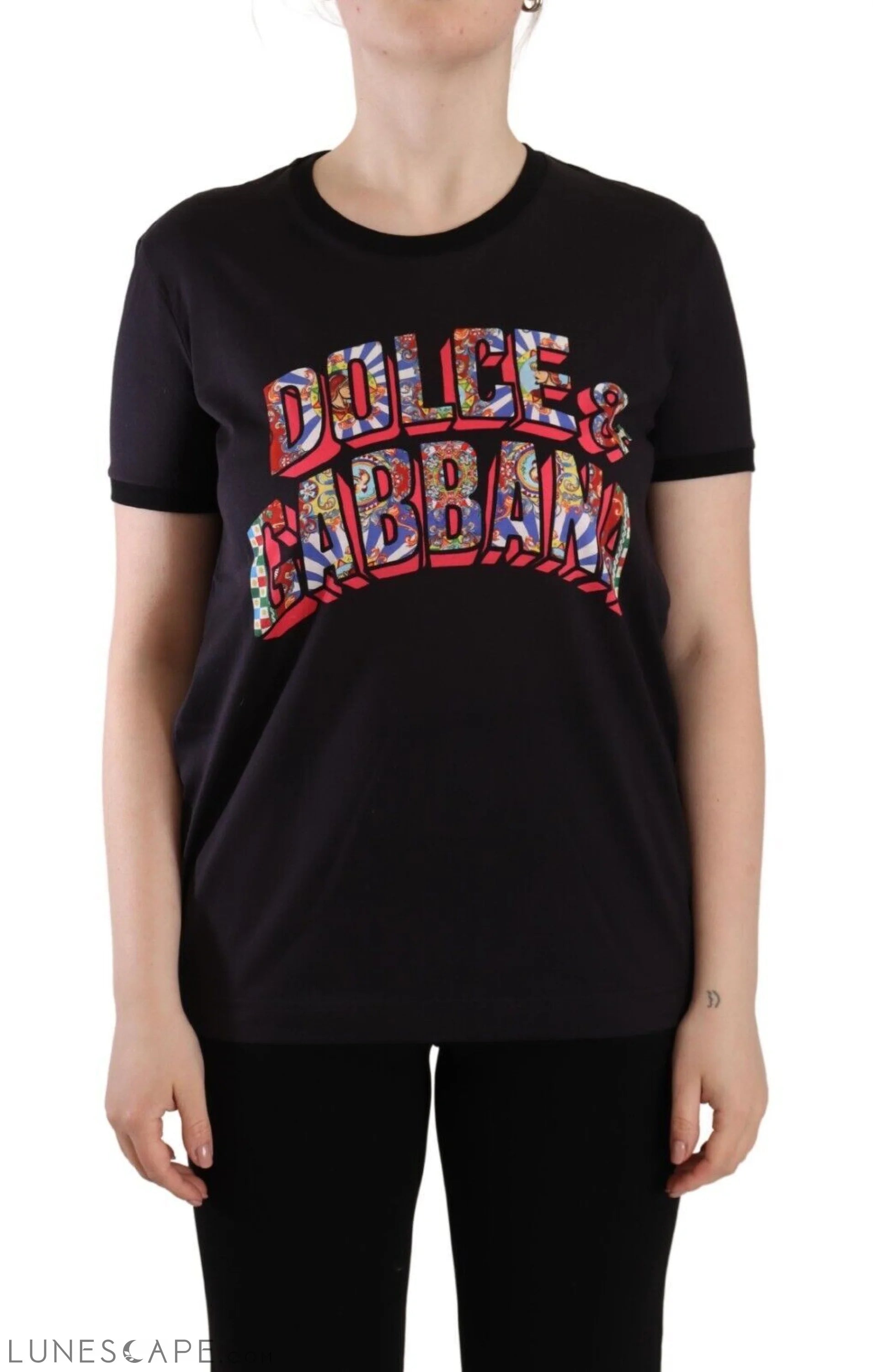 Dolce & Gabbana Chic Black Crew Neck Logo Tee LUNESCAPE