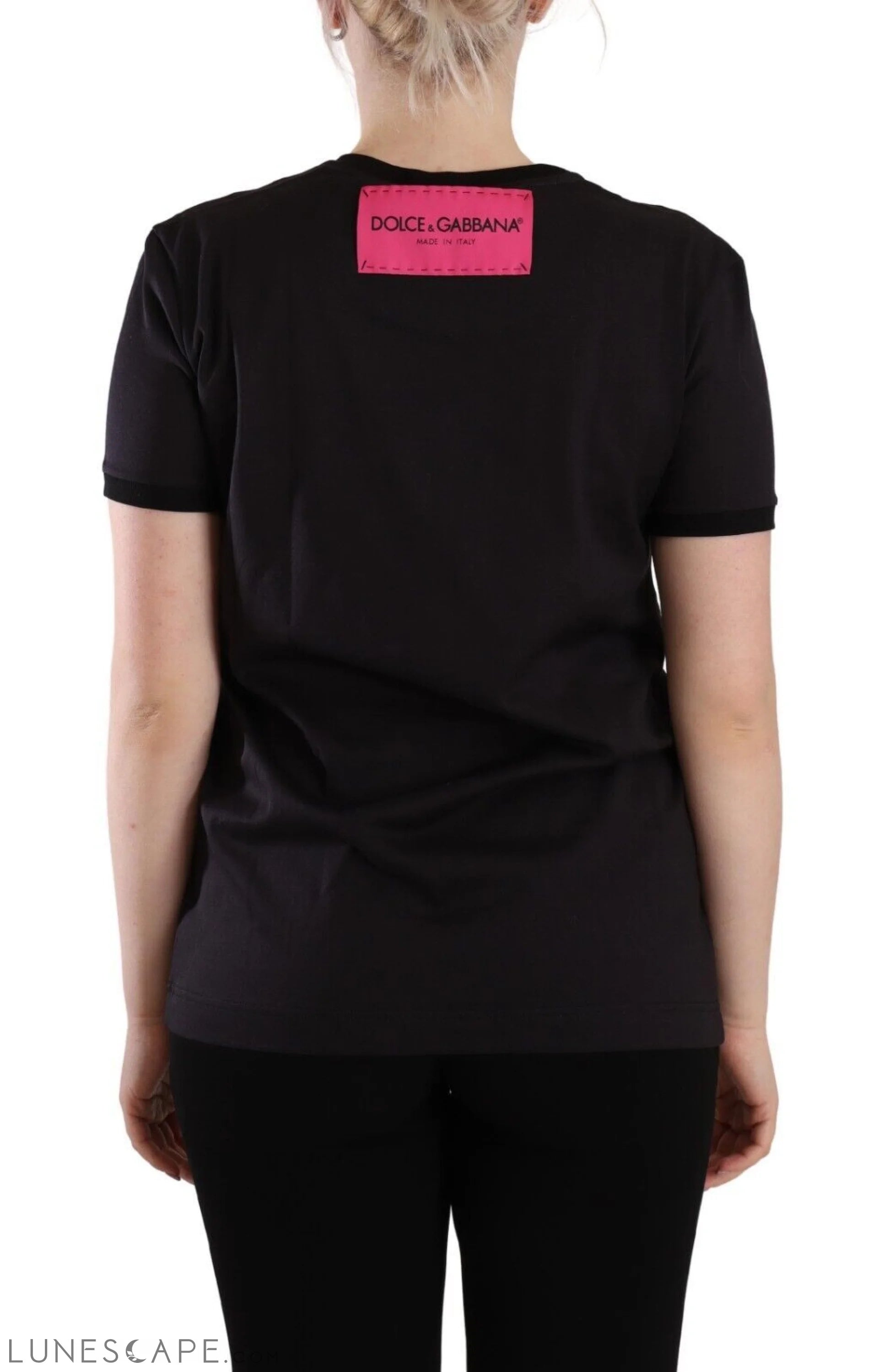 Dolce & Gabbana Chic Black Crew Neck Logo Tee LUNESCAPE