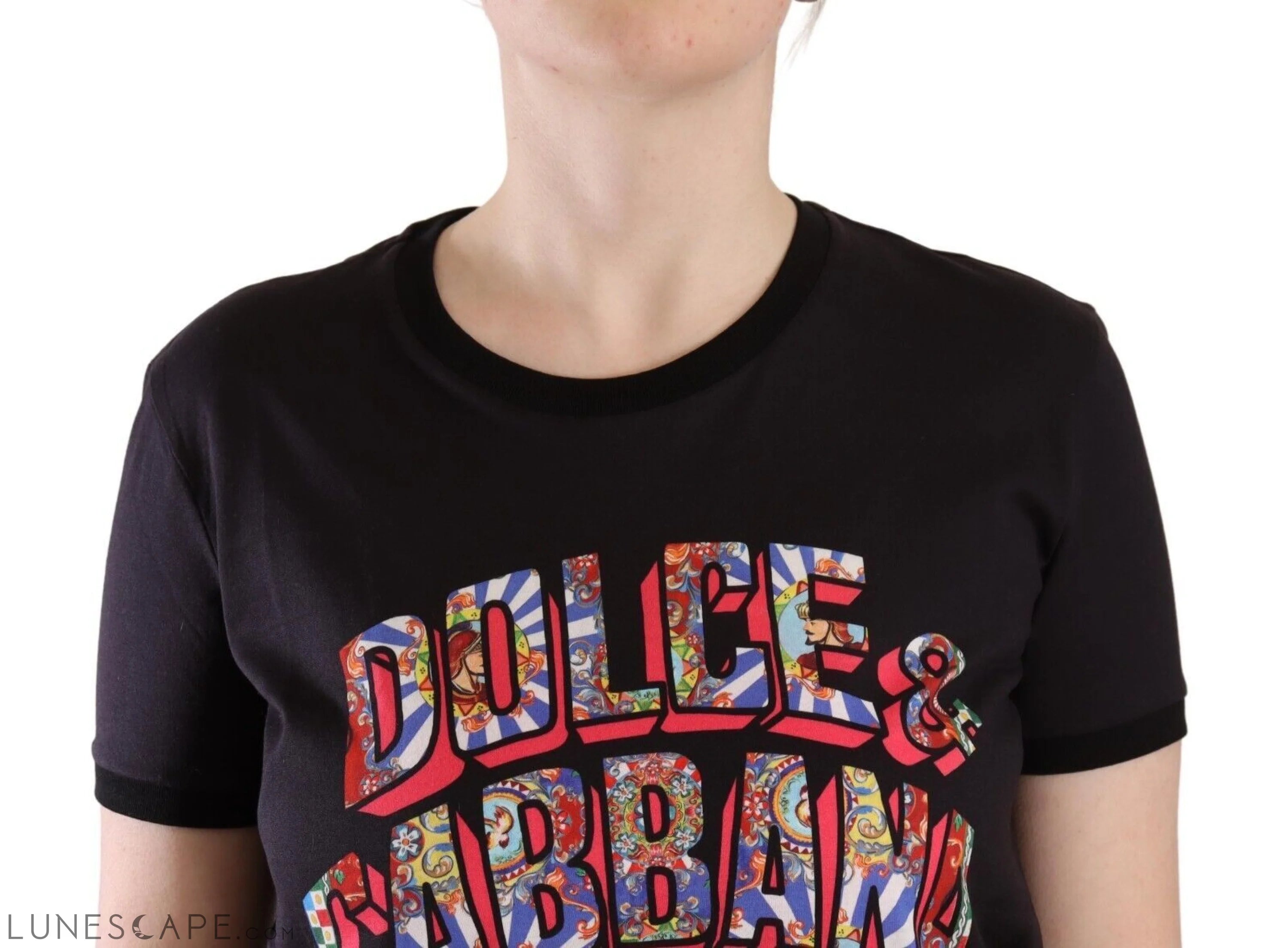 Dolce & Gabbana Chic Black Crew Neck Logo Tee LUNESCAPE