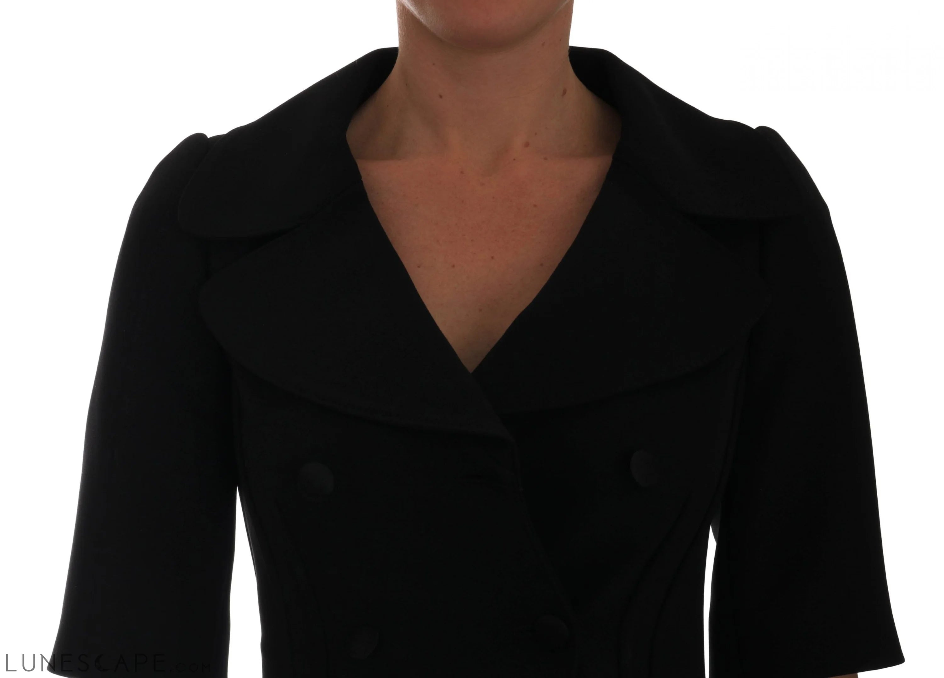 Dolce & Gabbana Chic Black Cropped Double Breasted Blazer LUNESCAPE