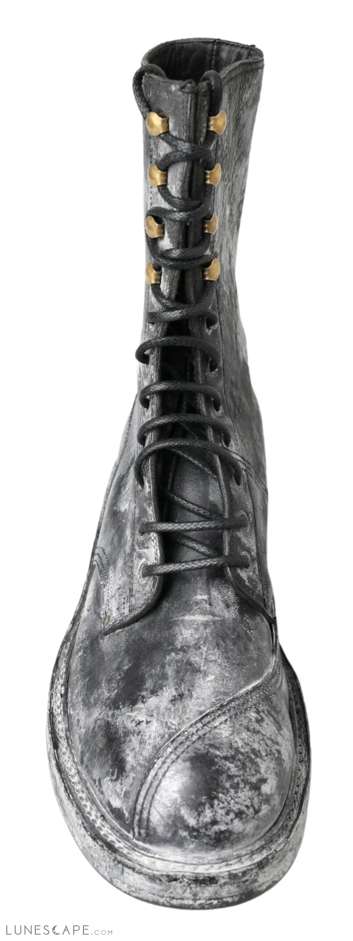 Dolce & Gabbana Chic Black Lace-Up Boots with Gray White Fade LUNESCAPE