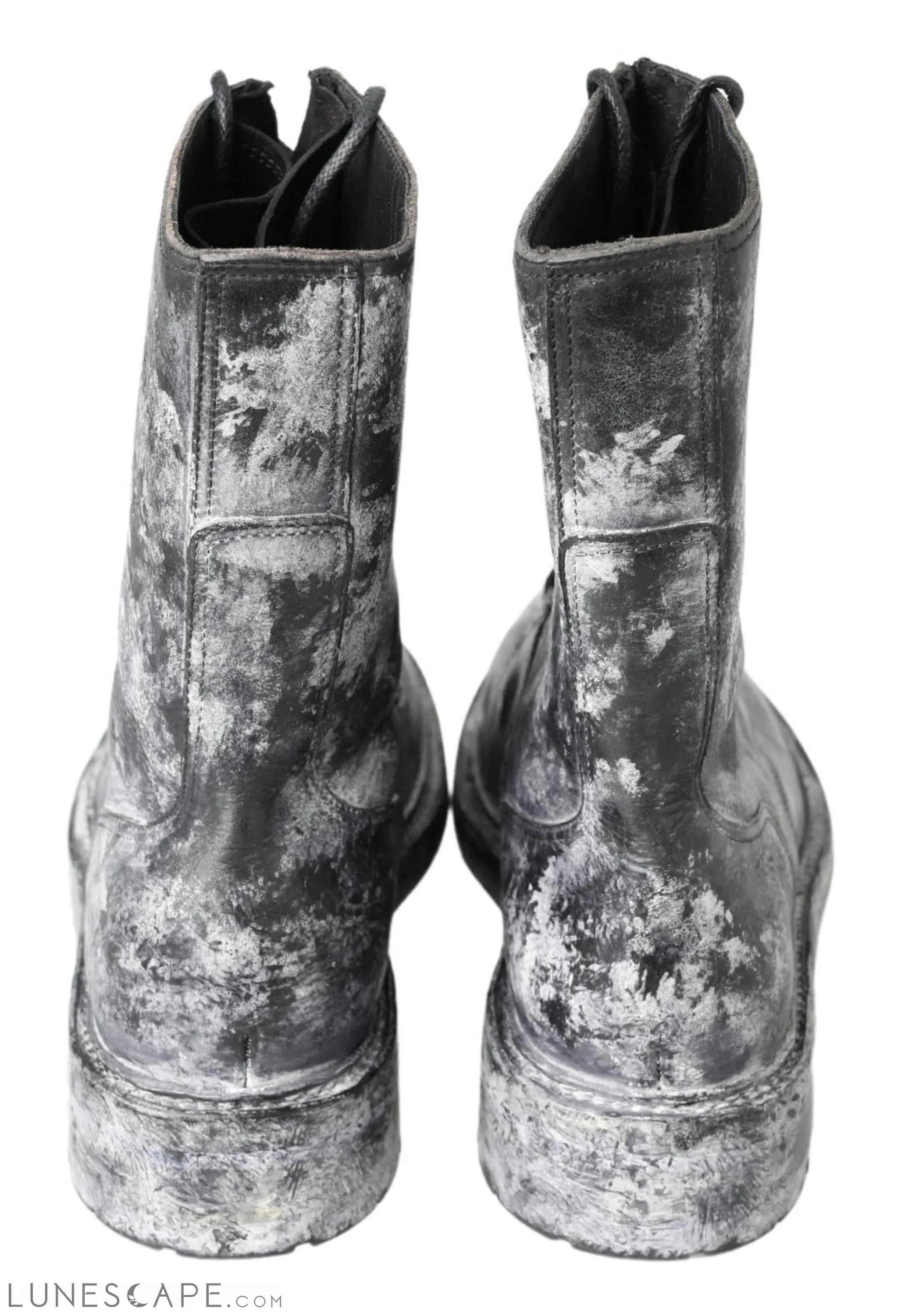 Dolce & Gabbana Chic Black Lace-Up Boots with Gray White Fade LUNESCAPE