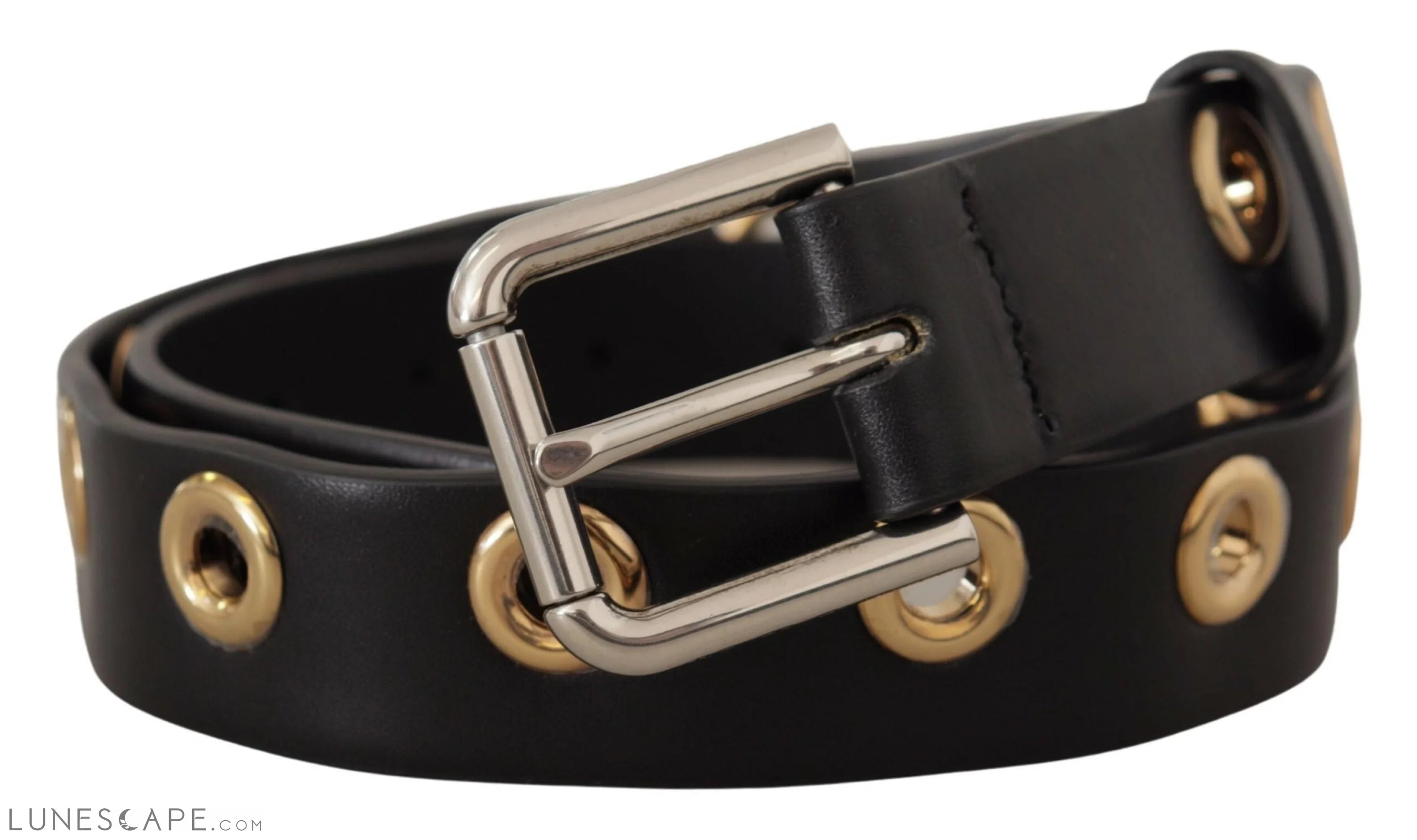 Dolce & Gabbana Chic Black Leather Belt with Engraved Buckle LUNESCAPE