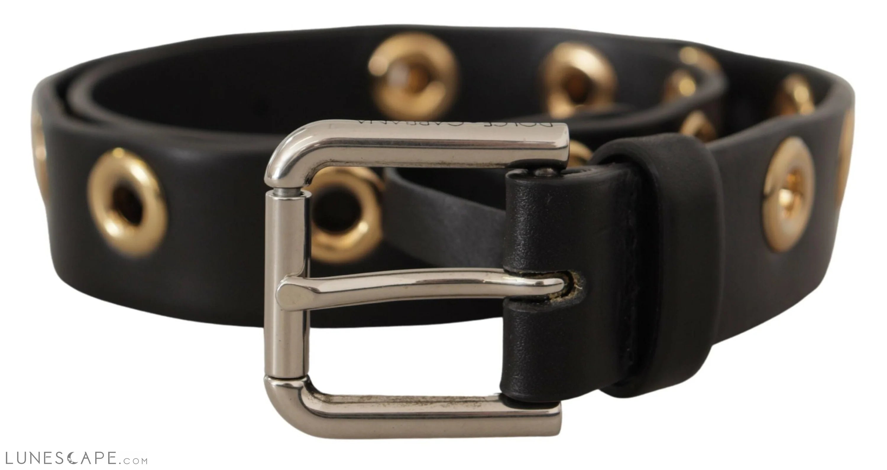 Dolce & Gabbana Chic Black Leather Belt with Engraved Buckle LUNESCAPE