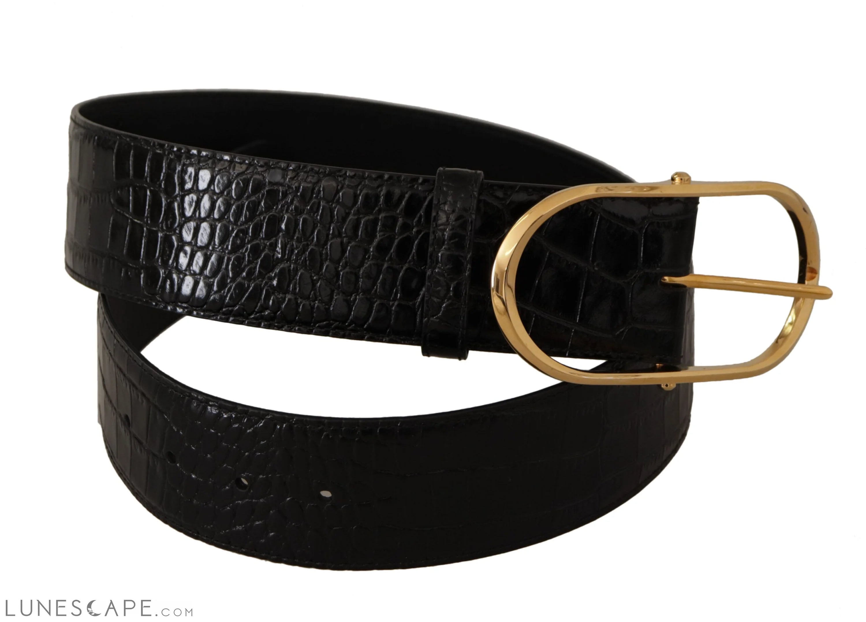 Dolce & Gabbana Chic Black Leather Logo Belt LUNESCAPE