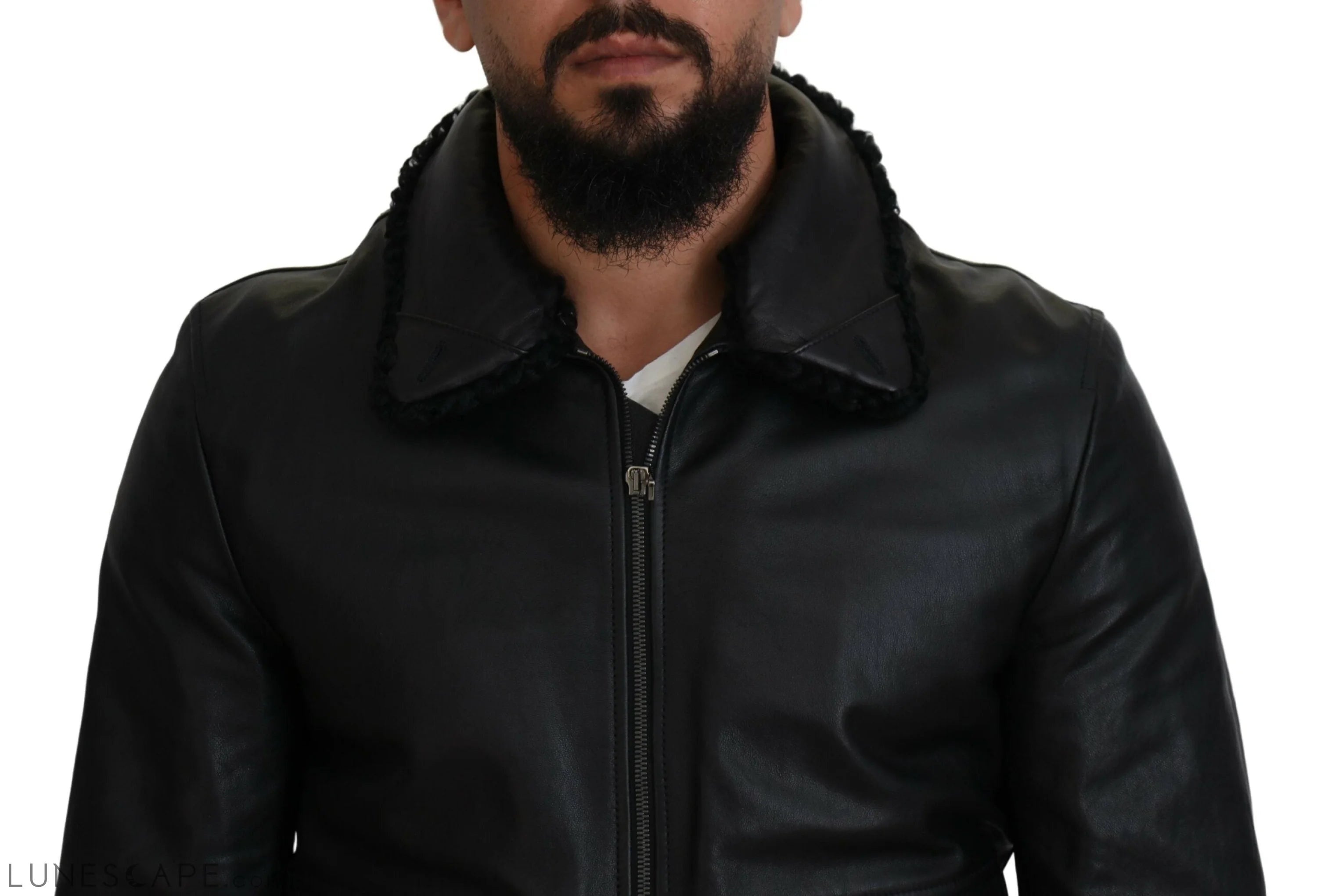 Dolce & Gabbana Chic Black Leather Silk-Lined Jacket LUNESCAPE