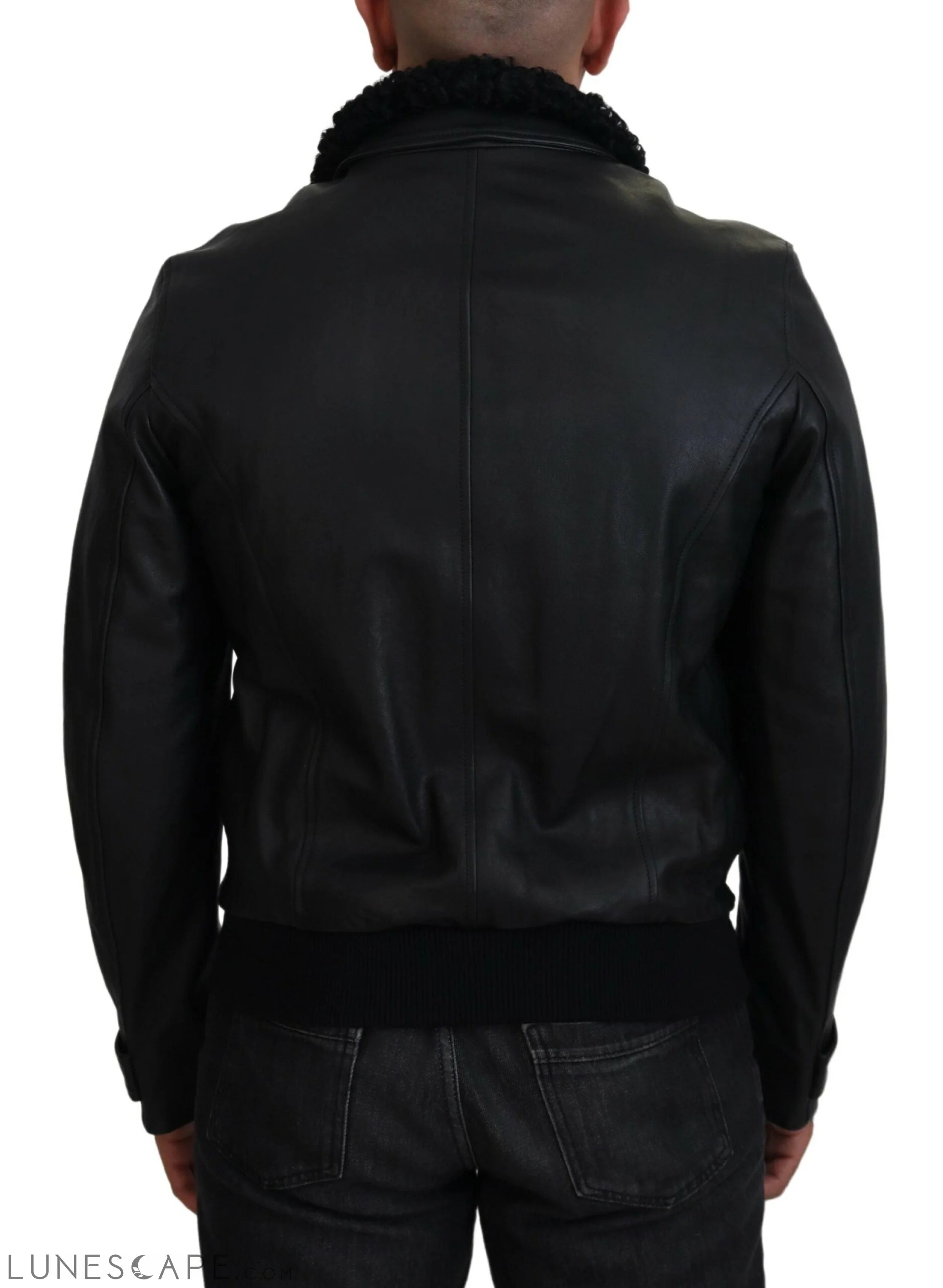 Dolce & Gabbana Chic Black Leather Silk-Lined Jacket LUNESCAPE