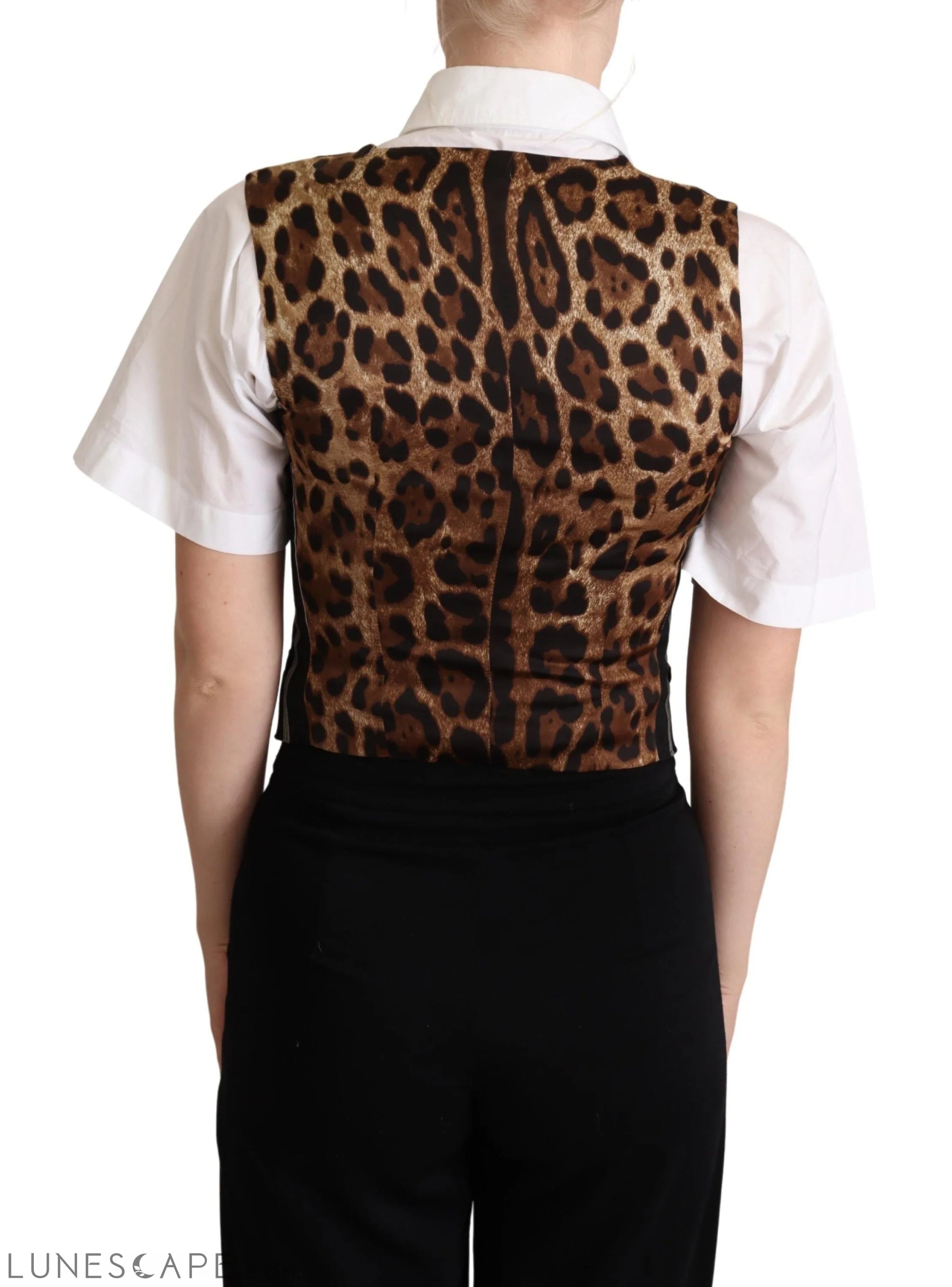 Dolce & Gabbana Chic Black Leopard Print Waistcoat LUNESCAPE