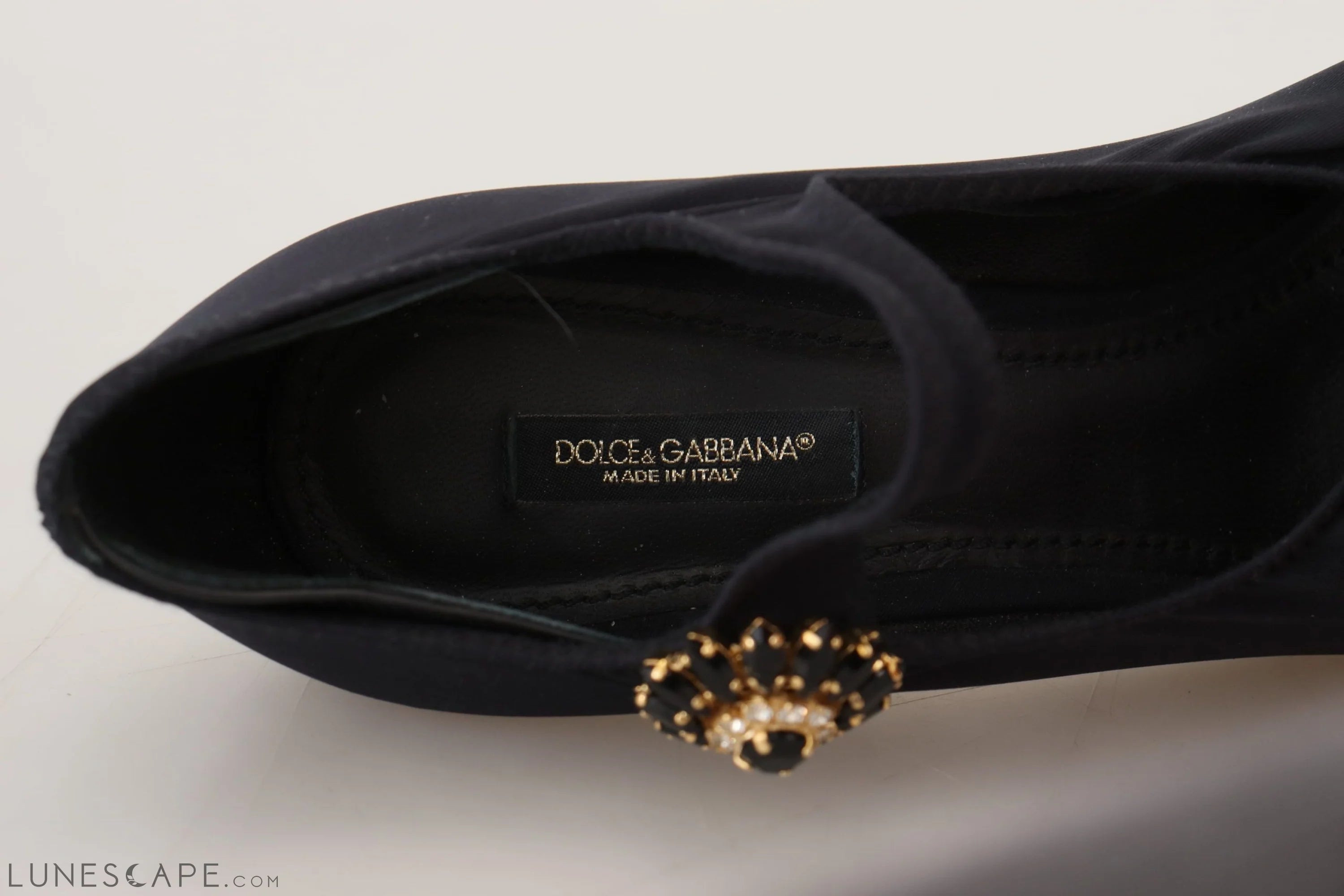 Dolce & Gabbana Chic Black Mary Jane Sock Pumps with Crystals LUNESCAPE