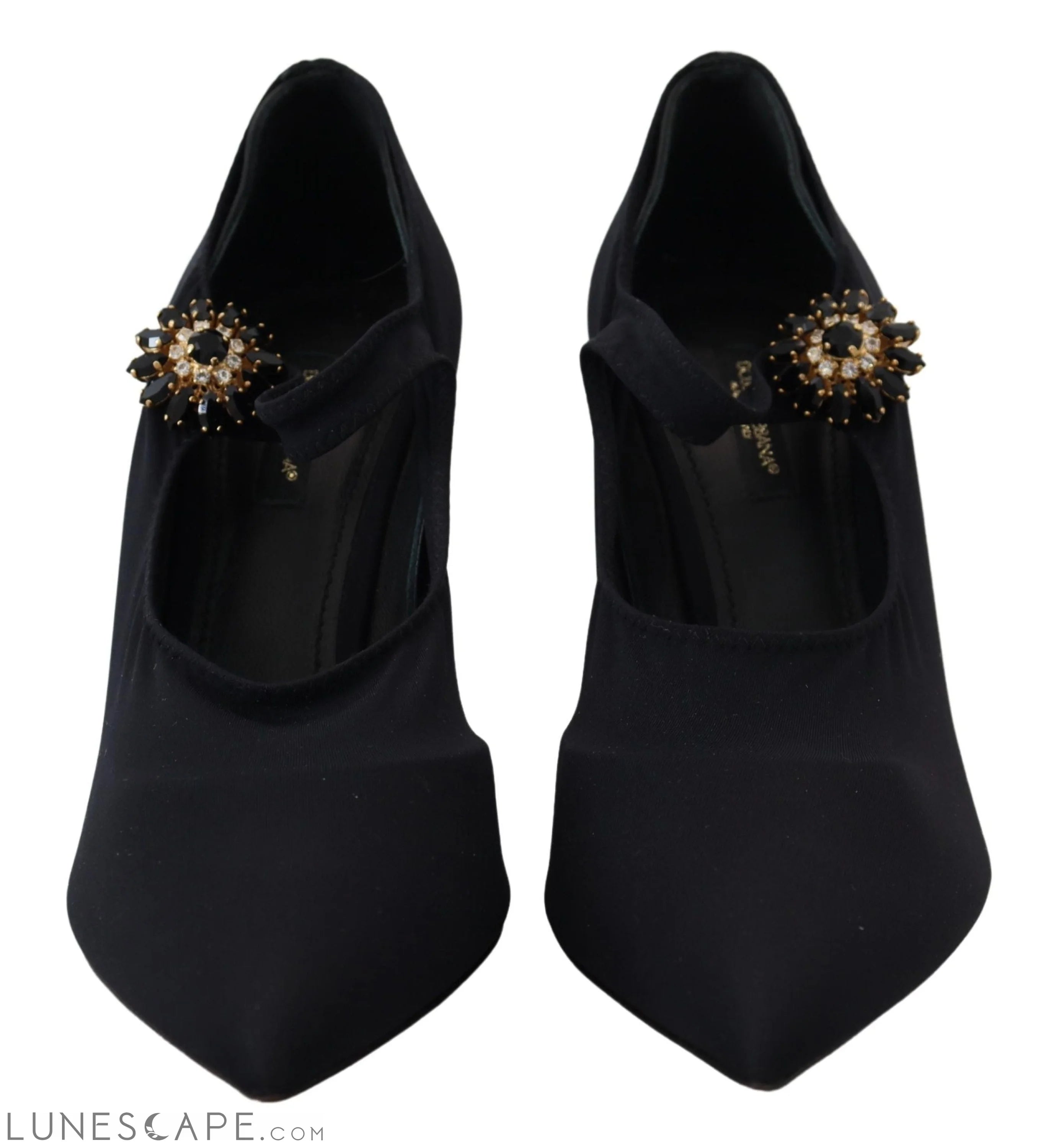 Dolce & Gabbana Chic Black Mary Jane Sock Pumps with Crystals LUNESCAPE