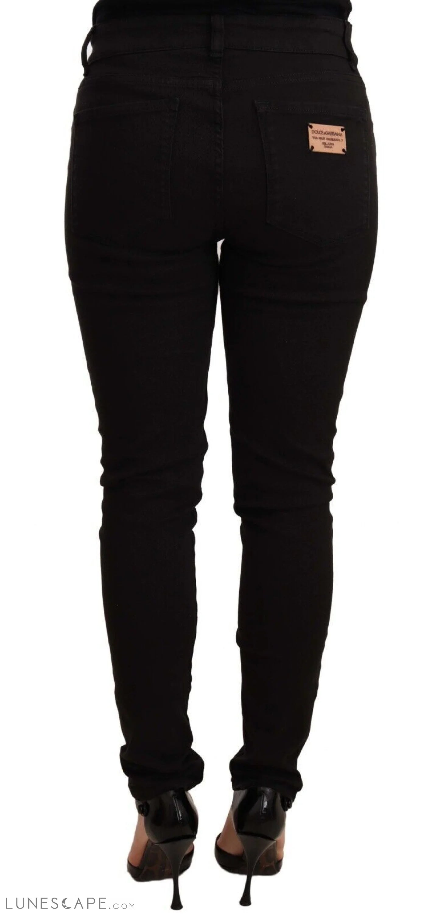 Dolce & Gabbana Chic Black Mid-Waist Skinny Denim Jeans LUNESCAPE