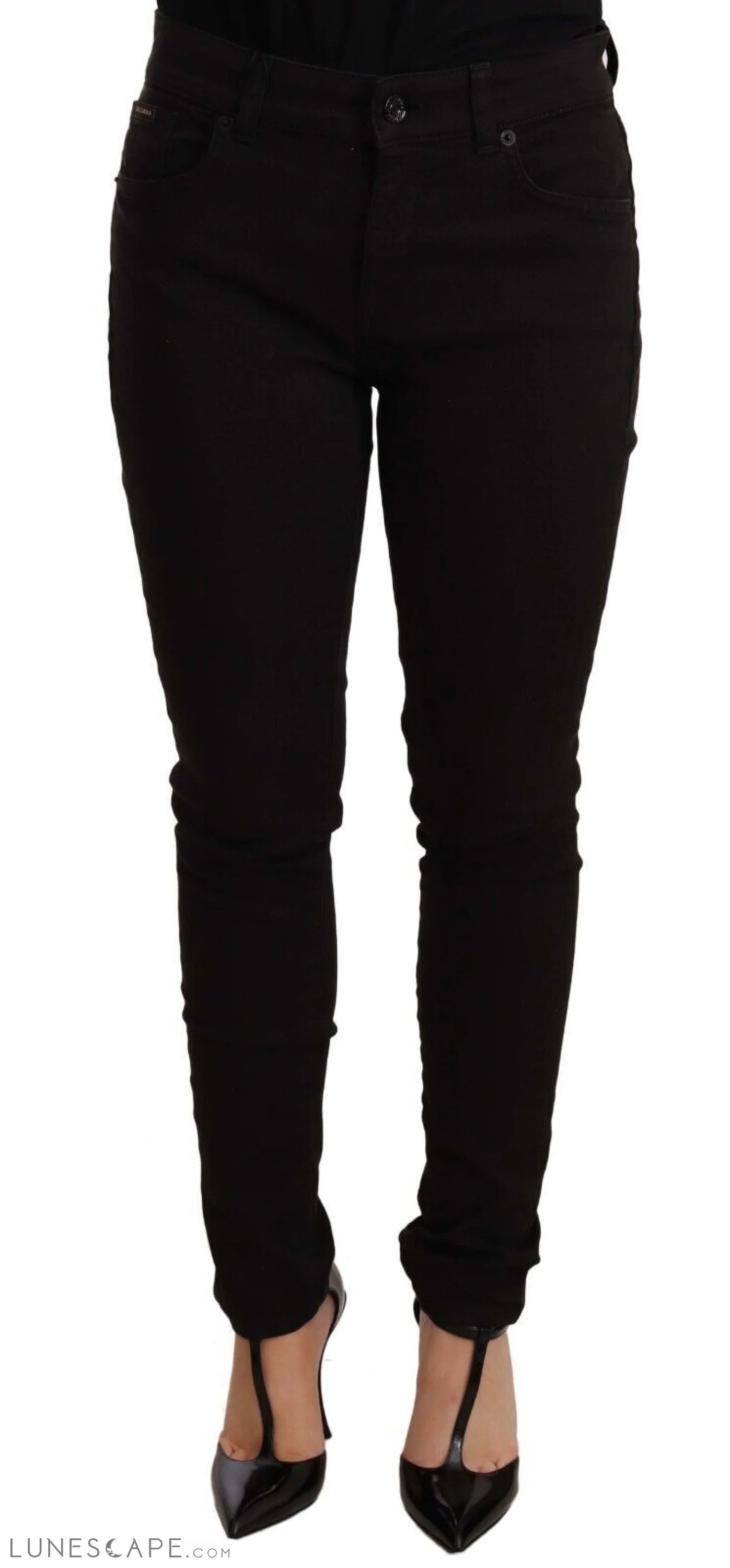 Dolce & Gabbana Chic Black Mid-Waist Skinny Denim Jeans LUNESCAPE