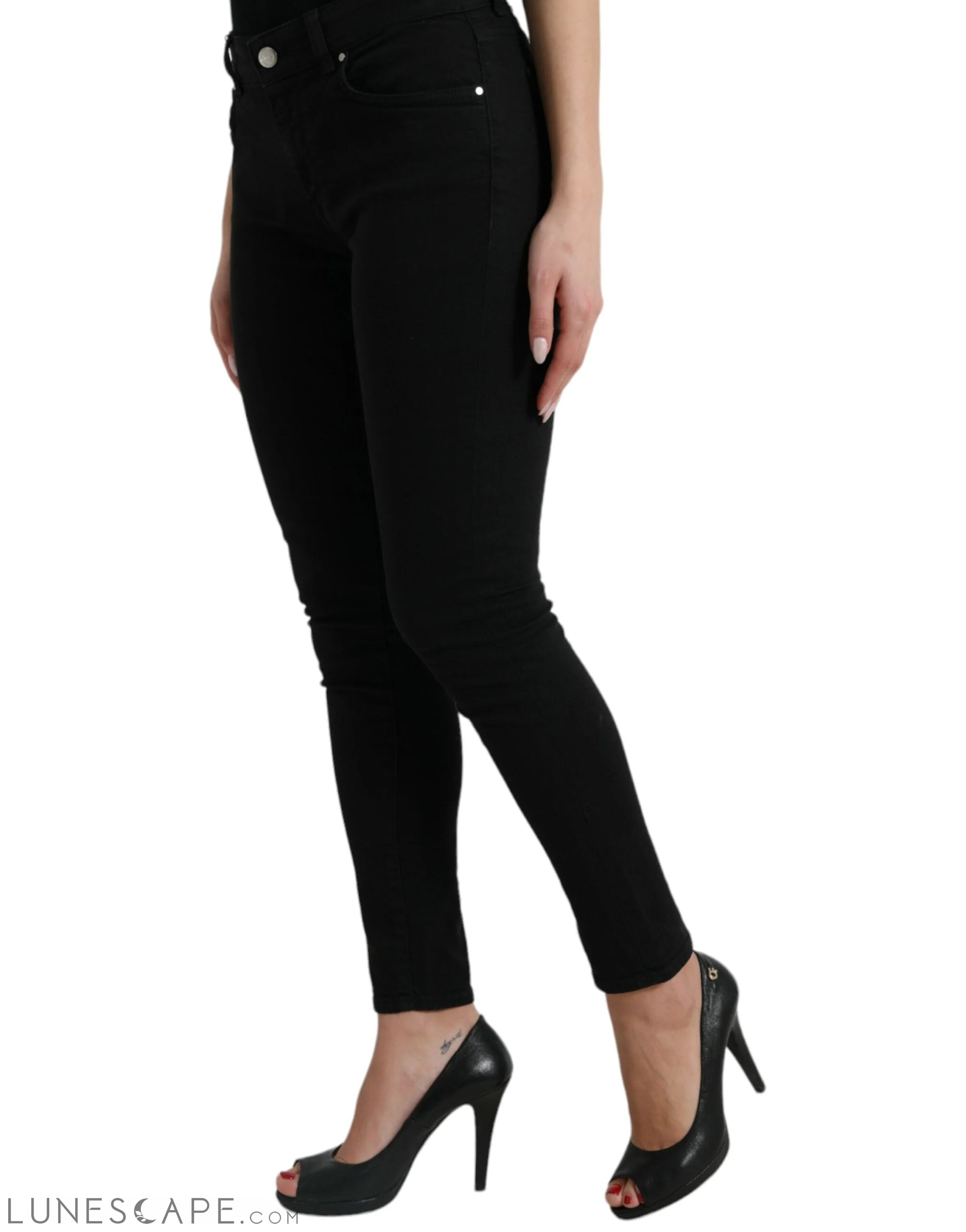 Dolce & Gabbana Chic Black Mid-Waist Stretch Jeans LUNESCAPE