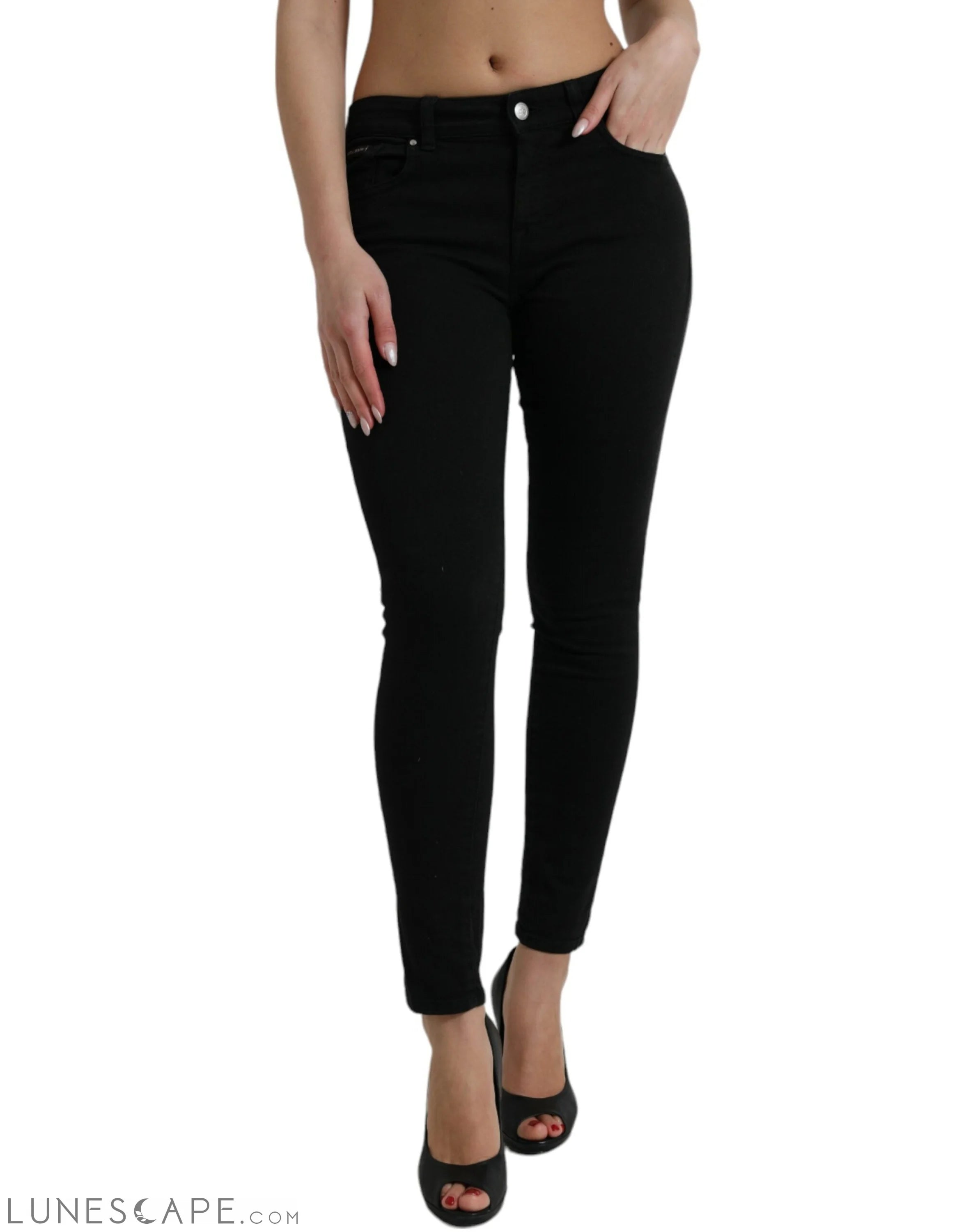 Dolce & Gabbana Chic Black Mid Waist Stretch Jeans LUNESCAPE