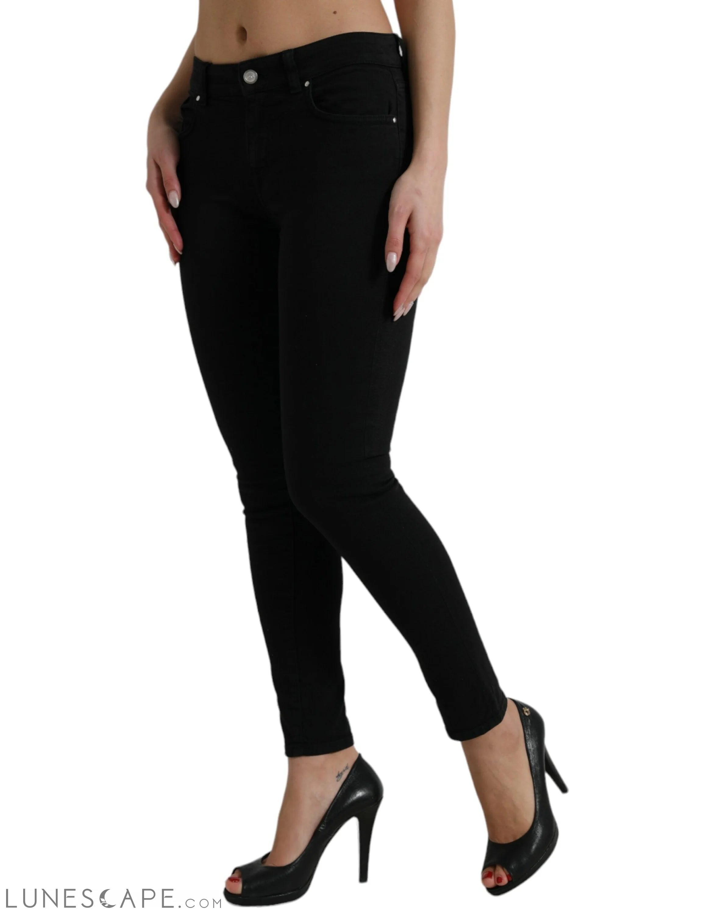 Dolce & Gabbana Chic Black Mid Waist Stretch Jeans LUNESCAPE