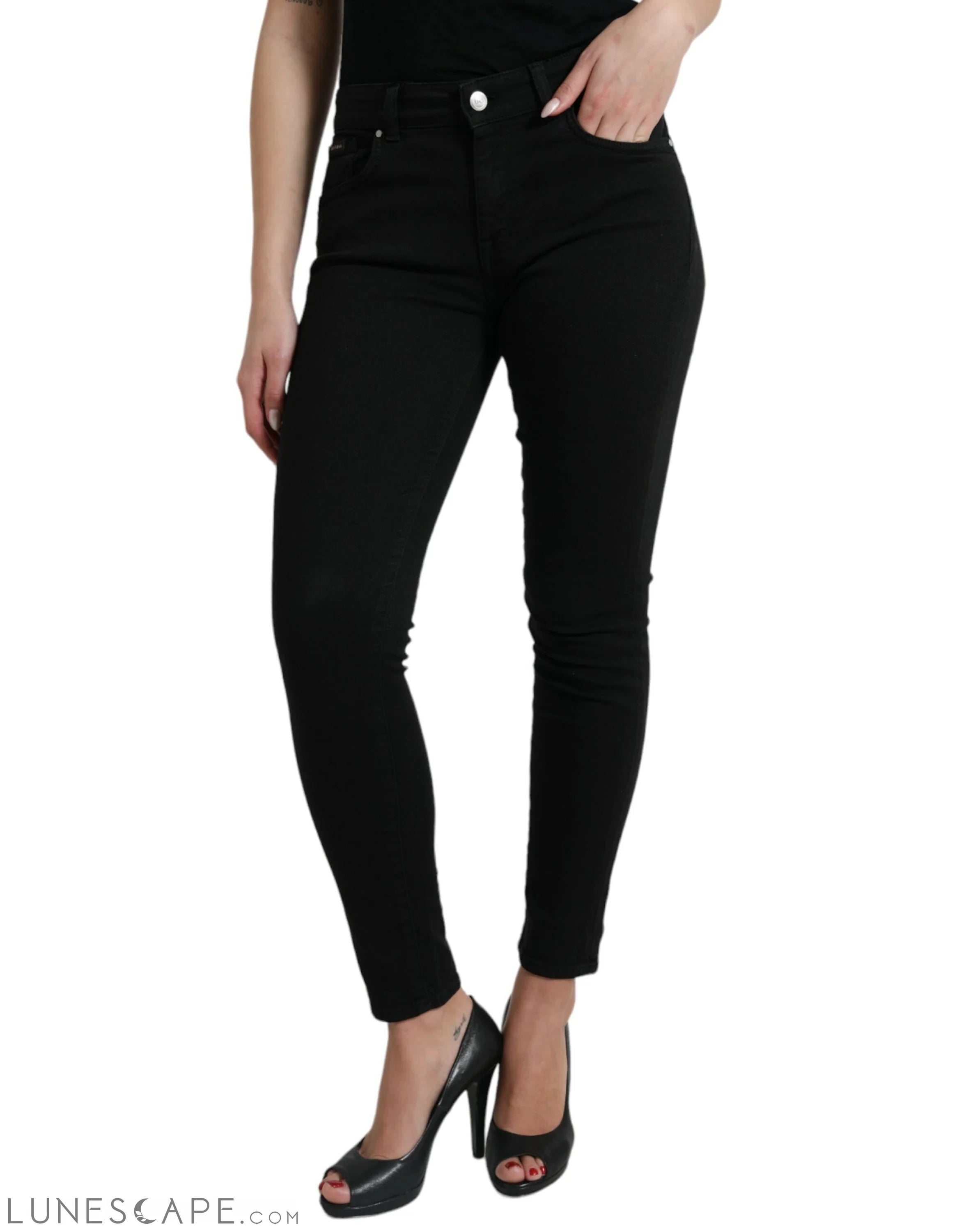 Dolce & Gabbana Chic Black Mid-Waist Stretch Jeans LUNESCAPE