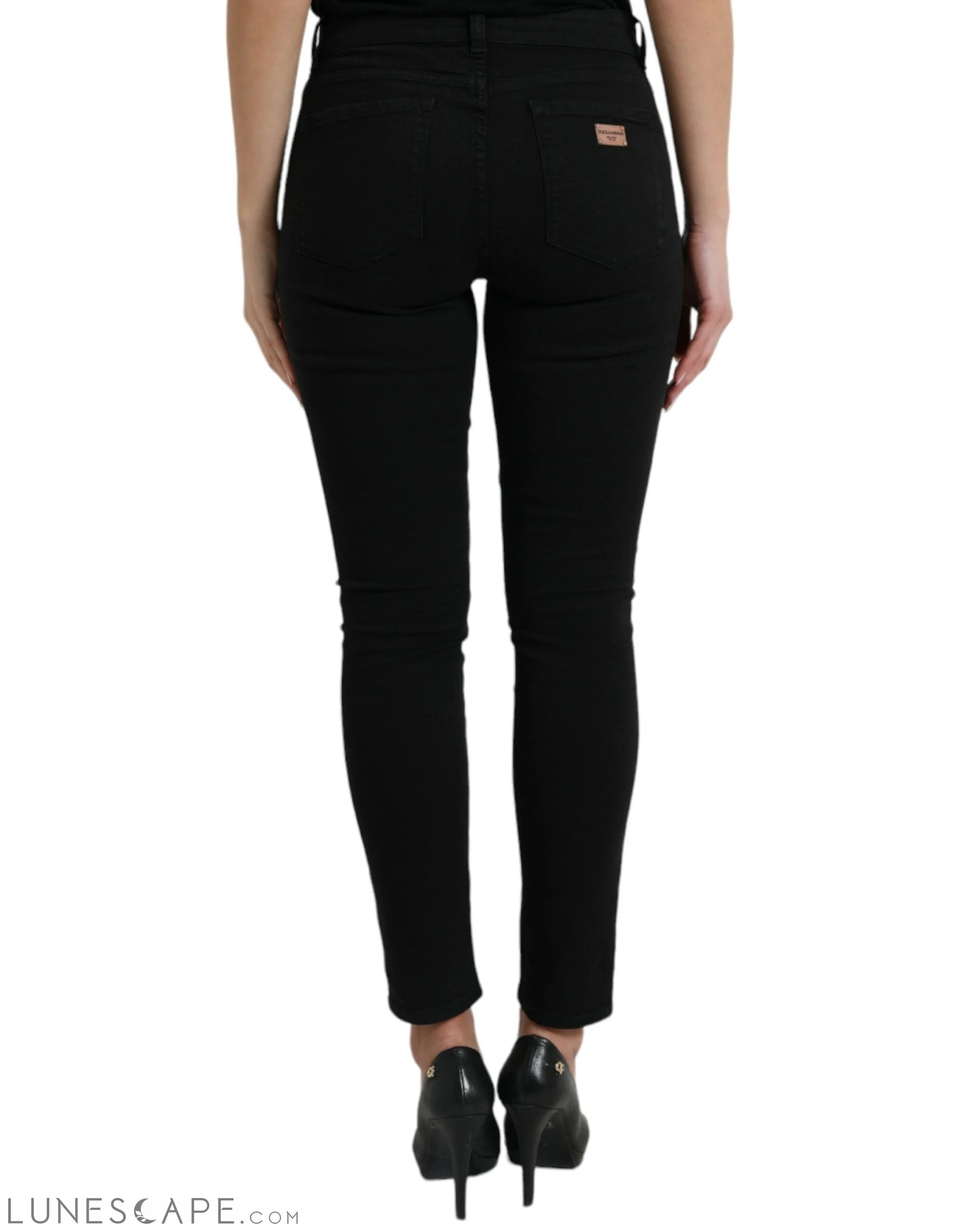 Dolce & Gabbana Chic Black Mid-Waist Stretch Jeans LUNESCAPE