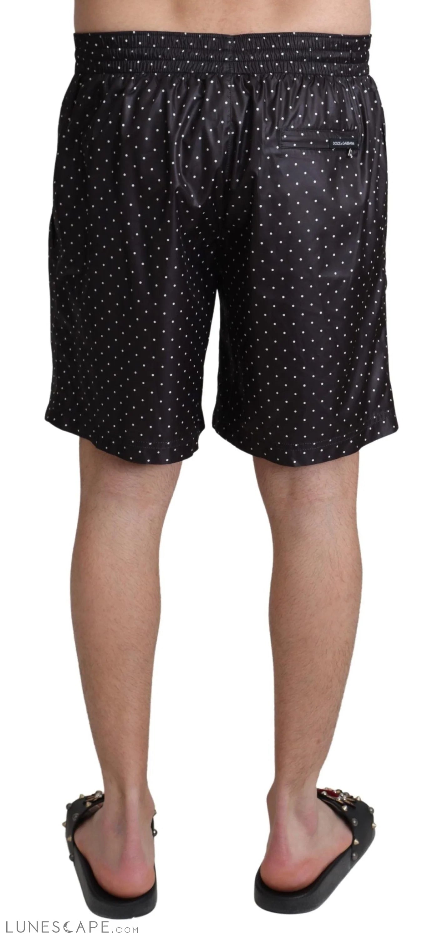 Dolce & Gabbana Chic Black Polka Dot Men's Swim Trunks LUNESCAPE