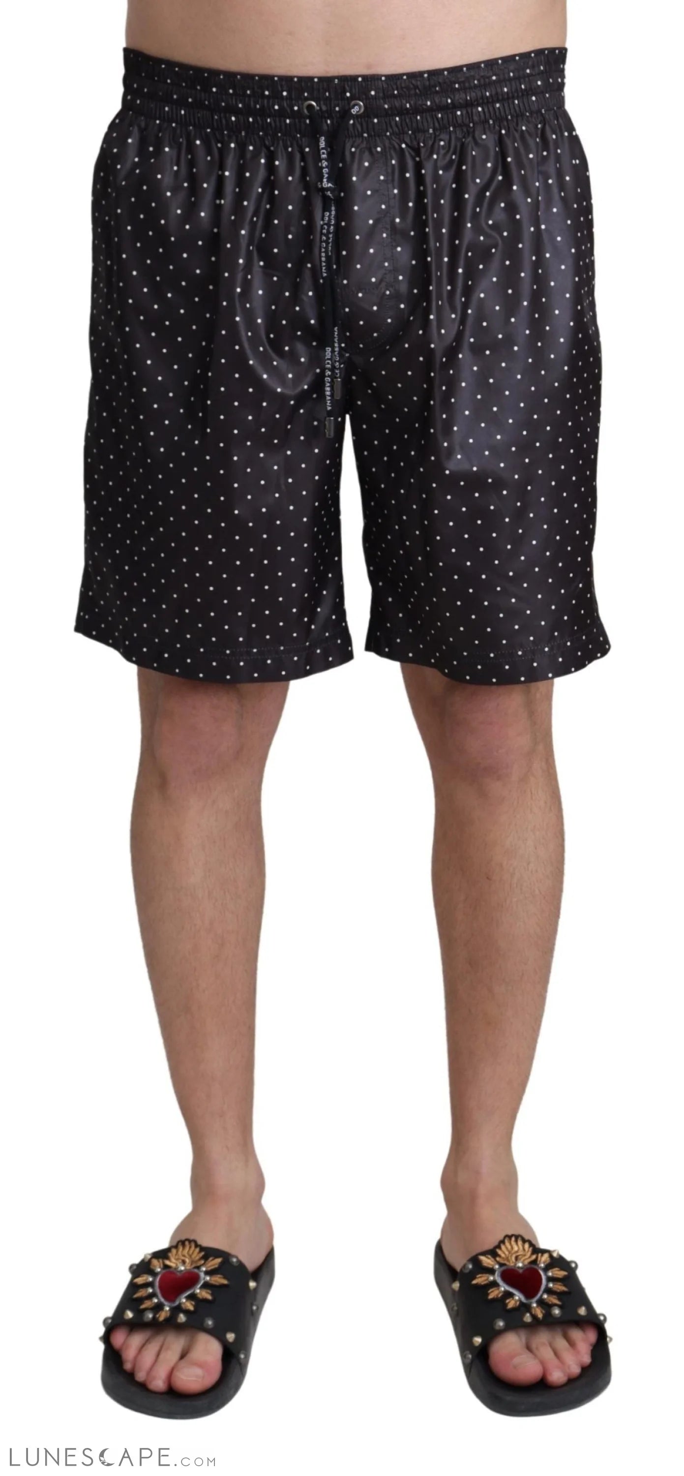 Dolce & Gabbana Chic Black Polka Dot Men's Swim Trunks LUNESCAPE