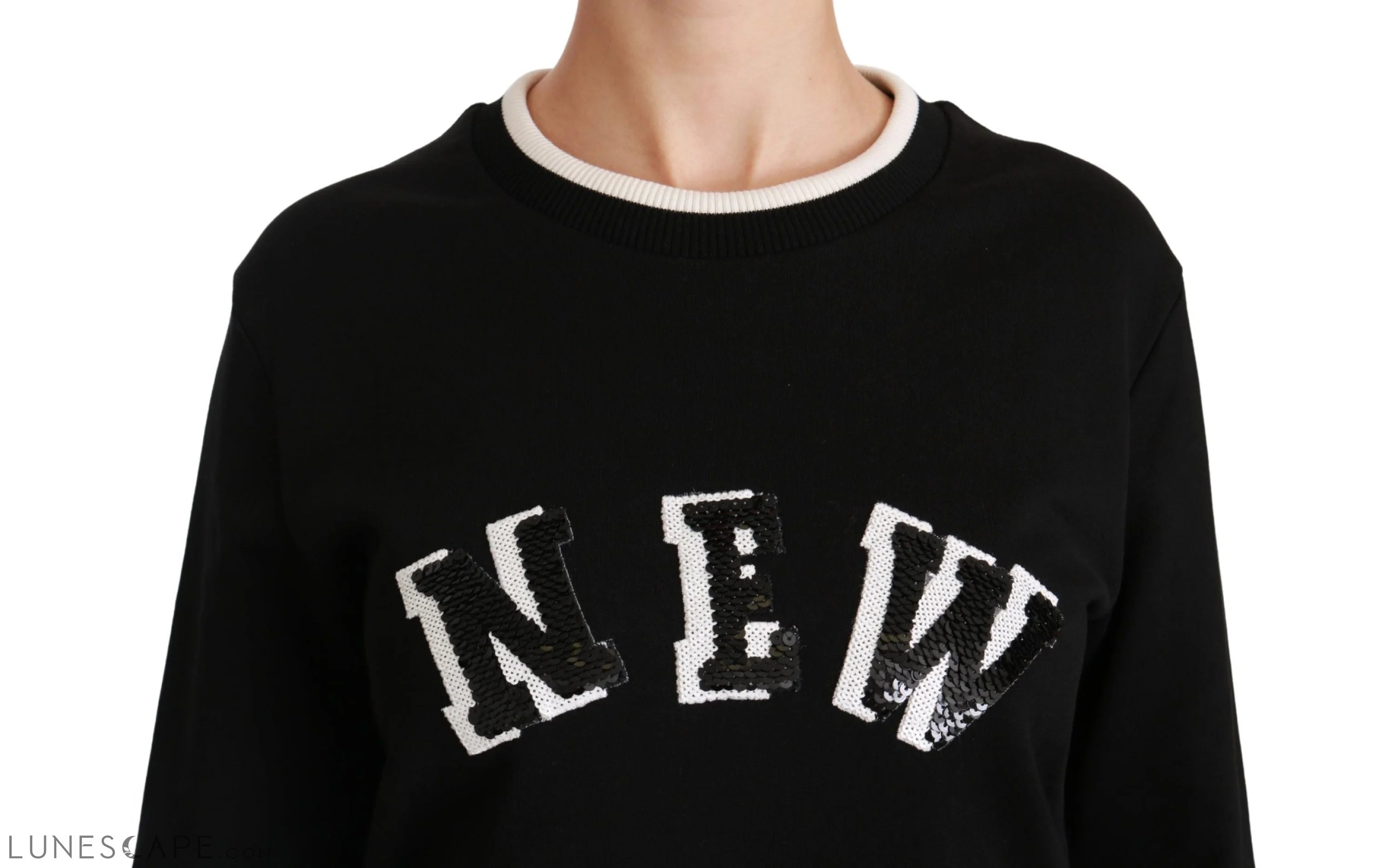 Dolce & Gabbana Chic Black Sequined Cotton Sweater LUNESCAPE