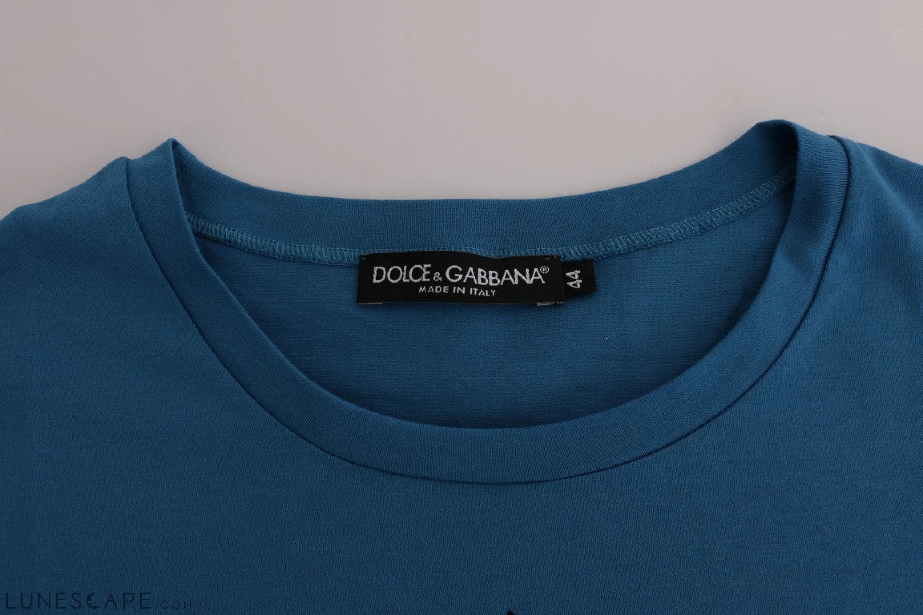 Dolce & Gabbana Chic Blue Cotton Tee with 2017 Print LUNESCAPE