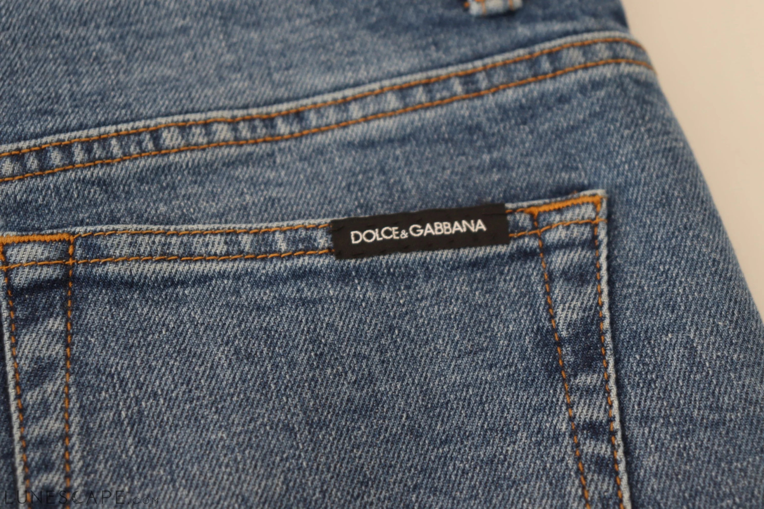 Dolce & Gabbana Chic Blue Denim Pants – Elegance Meets Comfort LUNESCAPE