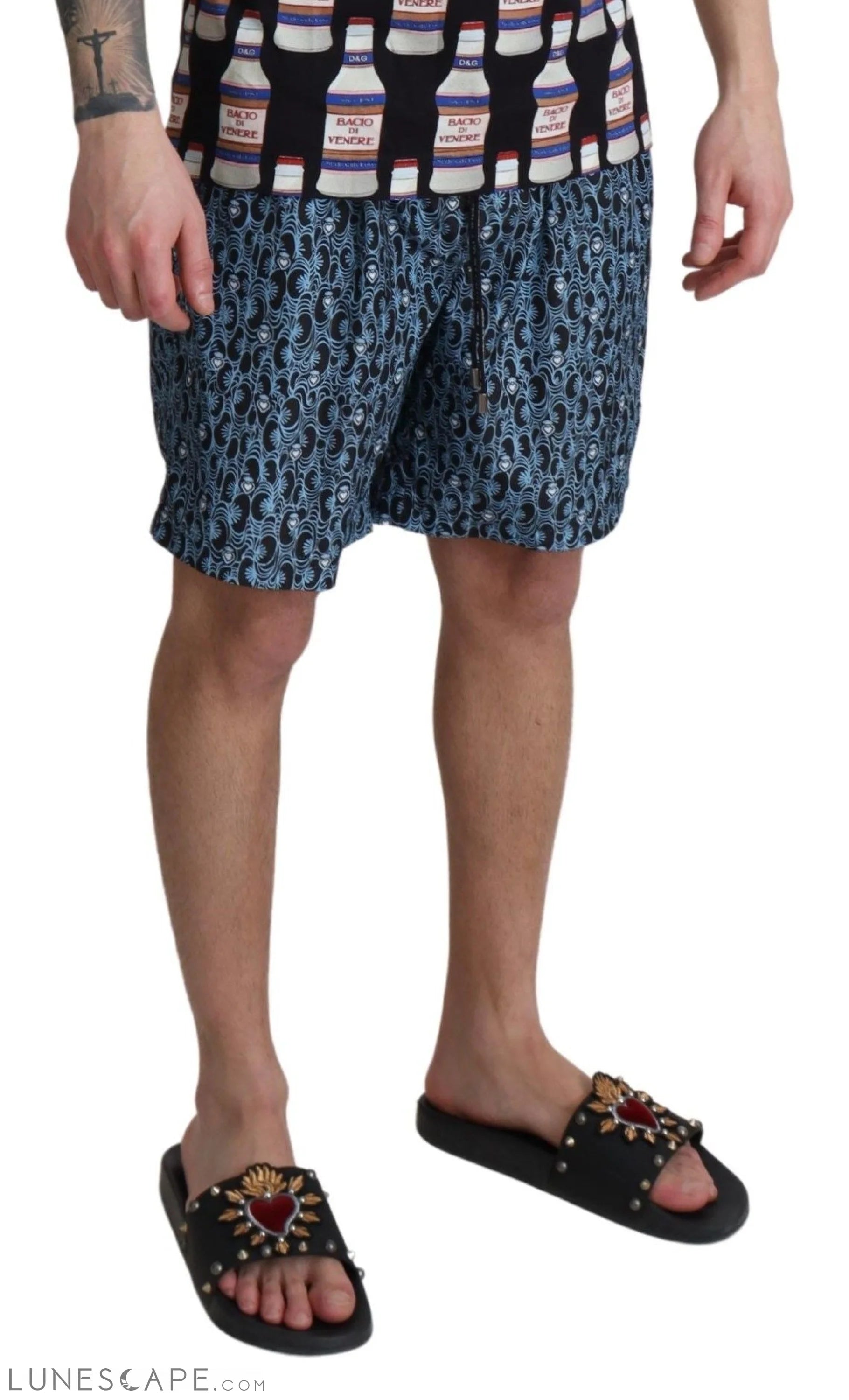 Dolce & Gabbana Chic Blue Drawstring Swim Trunks LUNESCAPE