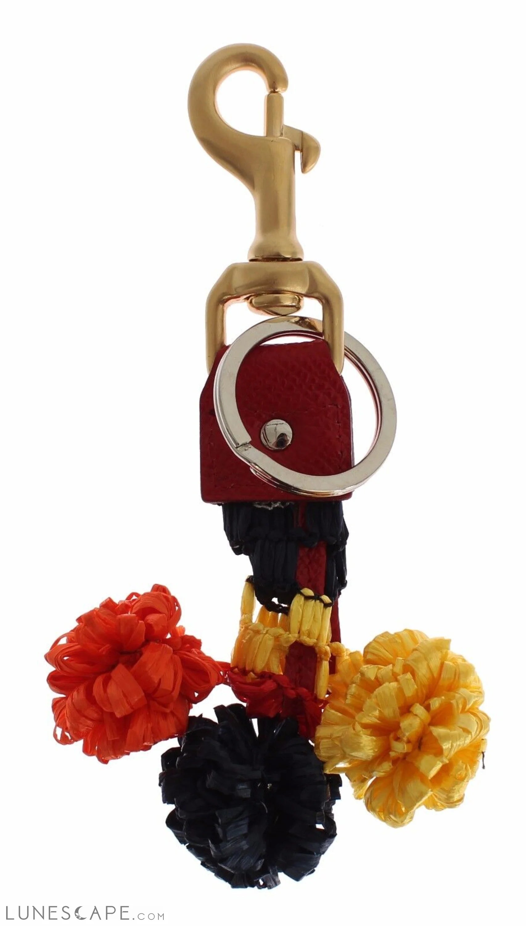 Dolce & Gabbana Chic Multicolor Raffia Leather Keychain LUNESCAPE