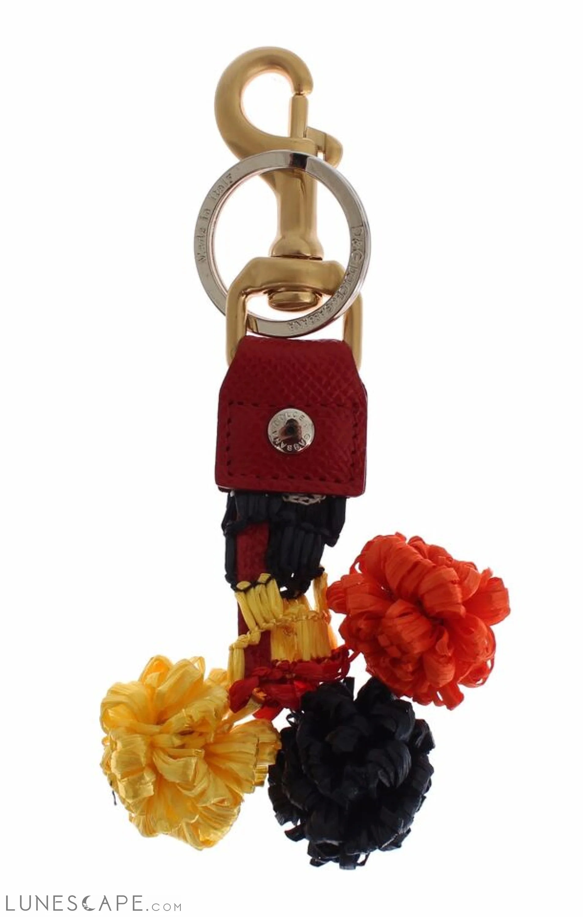 Dolce & Gabbana Chic Multicolor Raffia Leather Keychain LUNESCAPE