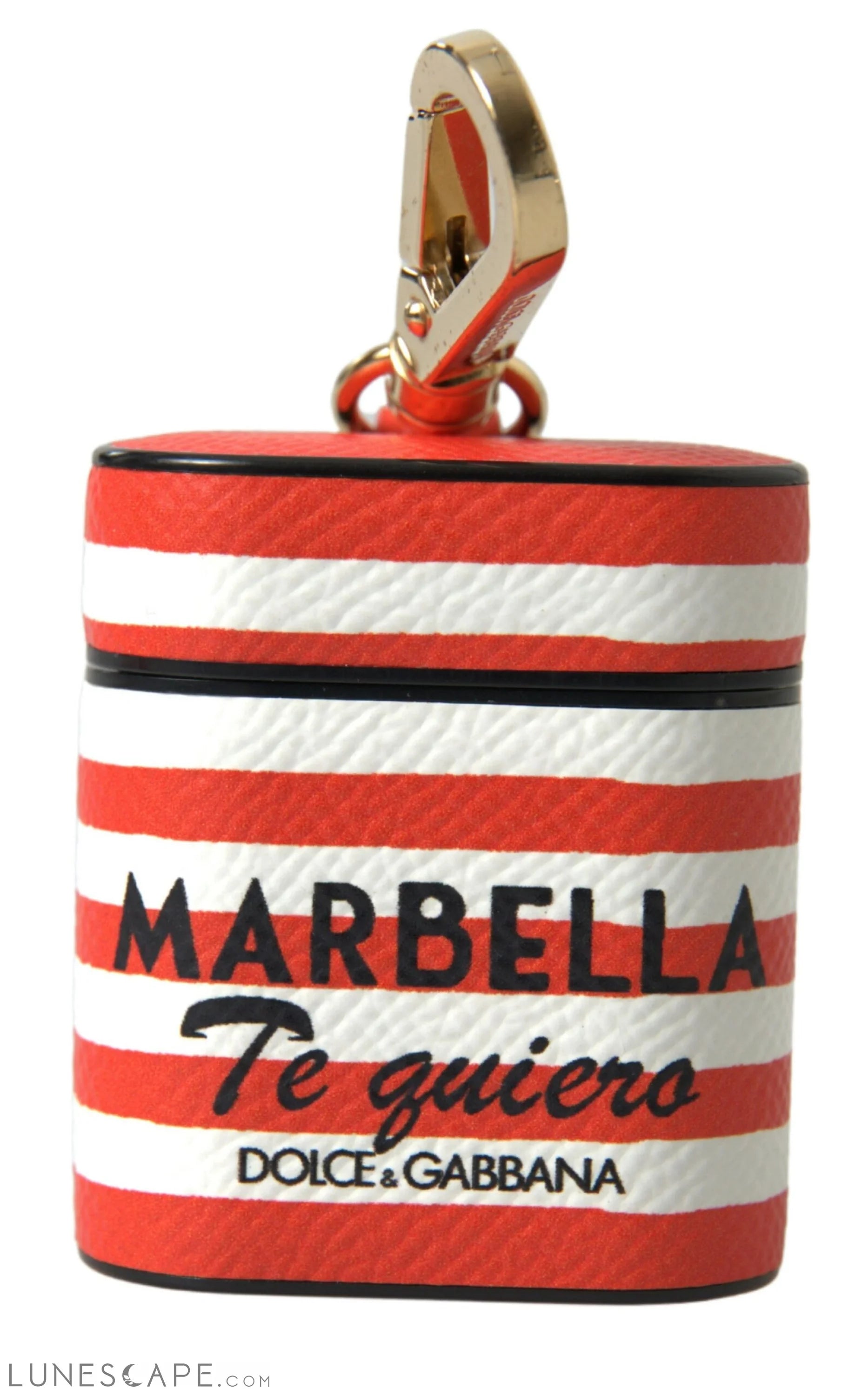 Dolce & Gabbana Chic Orange Striped Leather Airpods Case LUNESCAPE