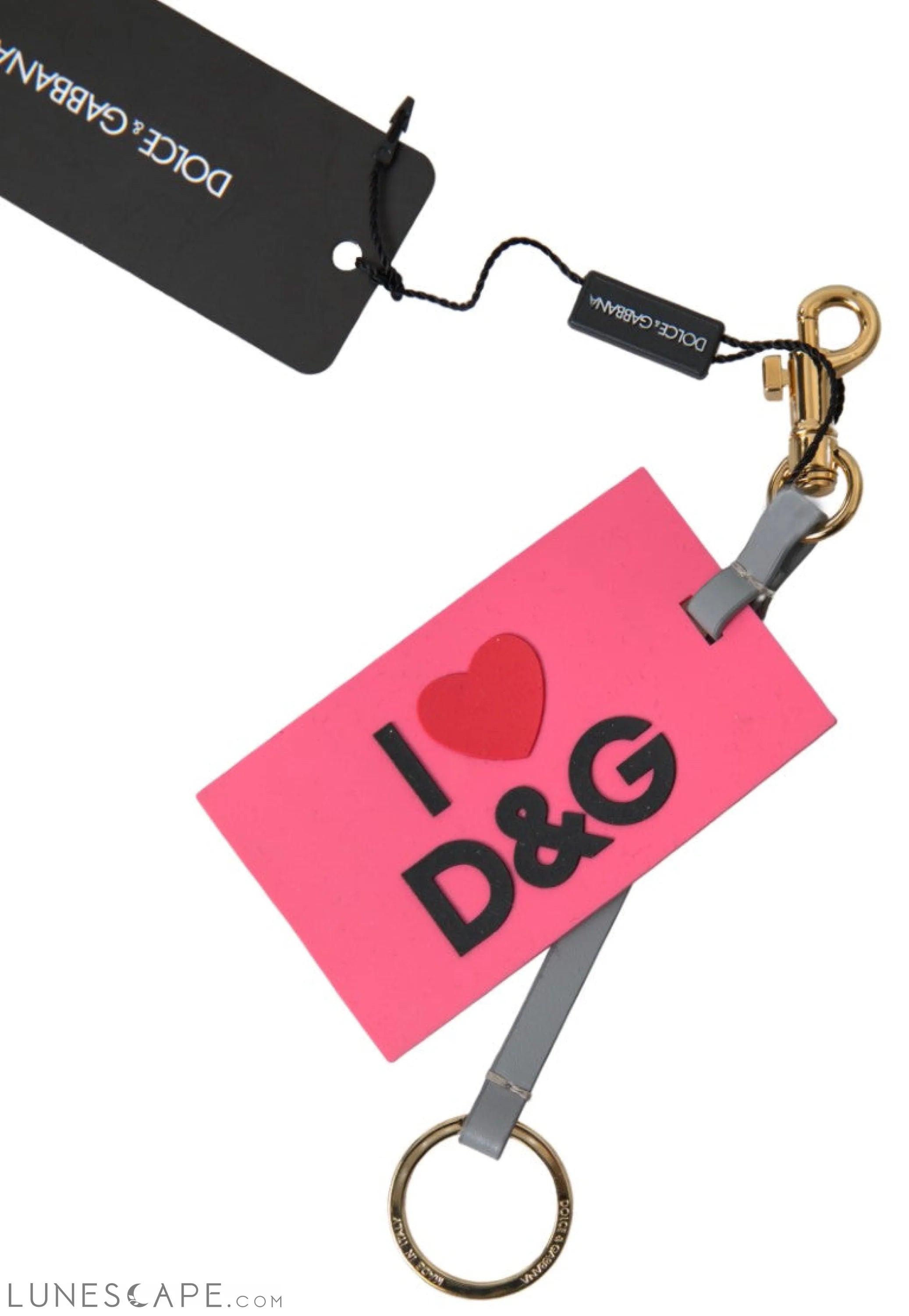 Dolce & Gabbana Chic Pink Leather-Trimmed Keychain LUNESCAPE
