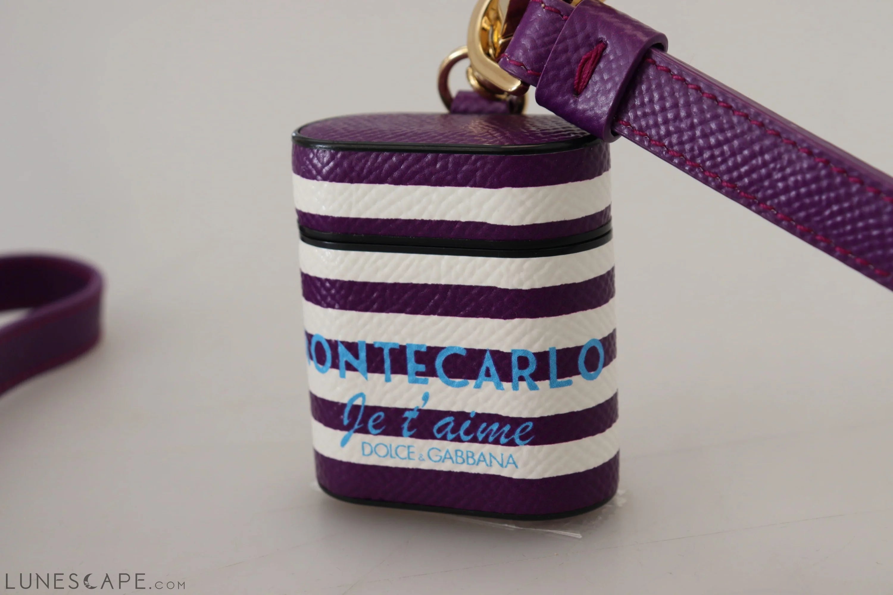 Dolce & Gabbana Chic Purple Leather Airpods Case LUNESCAPE