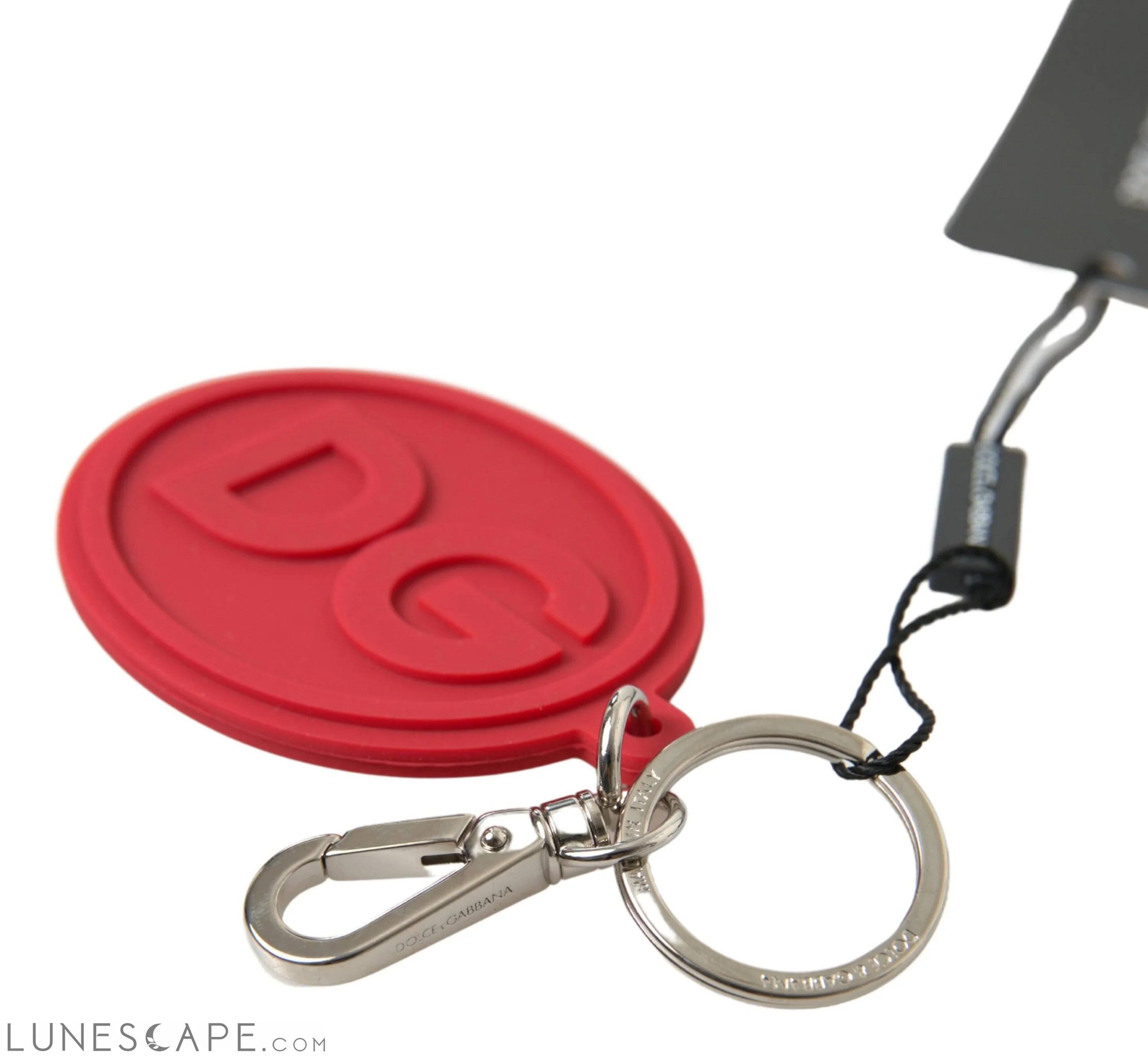 Dolce & Gabbana Chic Red Rubber and Brass Designer Keychain LUNESCAPE