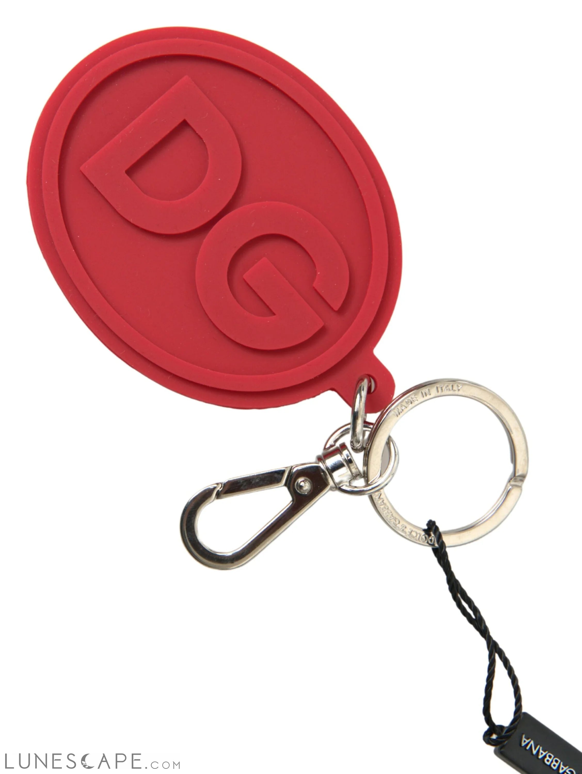 Dolce & Gabbana Chic Red Rubber and Brass Designer Keychain LUNESCAPE